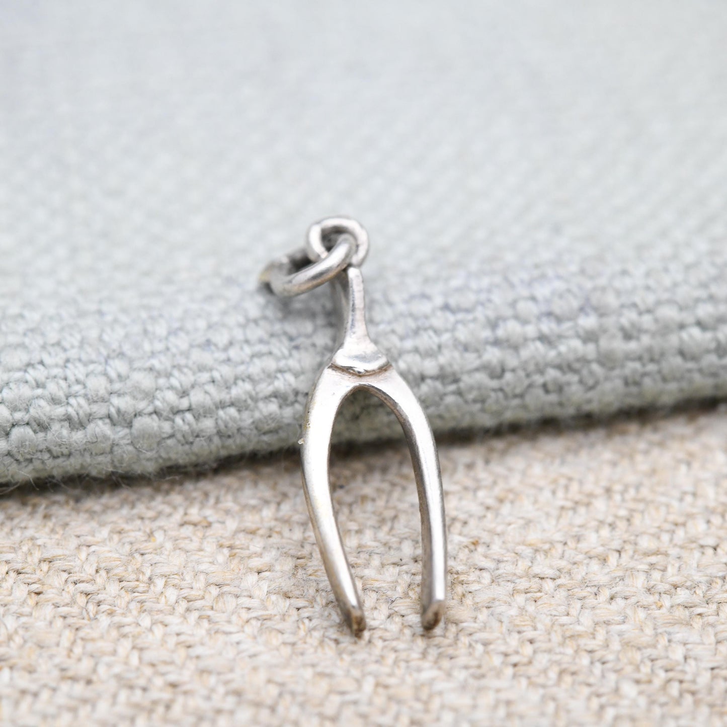 Vintage Sterling Silver Wishbone Charm Pendant - Food | Make a Wish | Lucky | Gift for Charm Bracelet