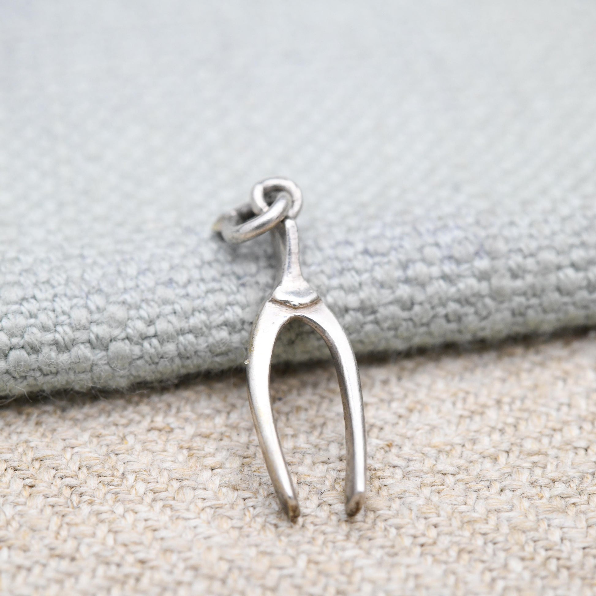 Vintage Sterling Silver Wishbone Charm Pendant - Food | Make a Wish | Lucky | Gift for Charm Bracelet