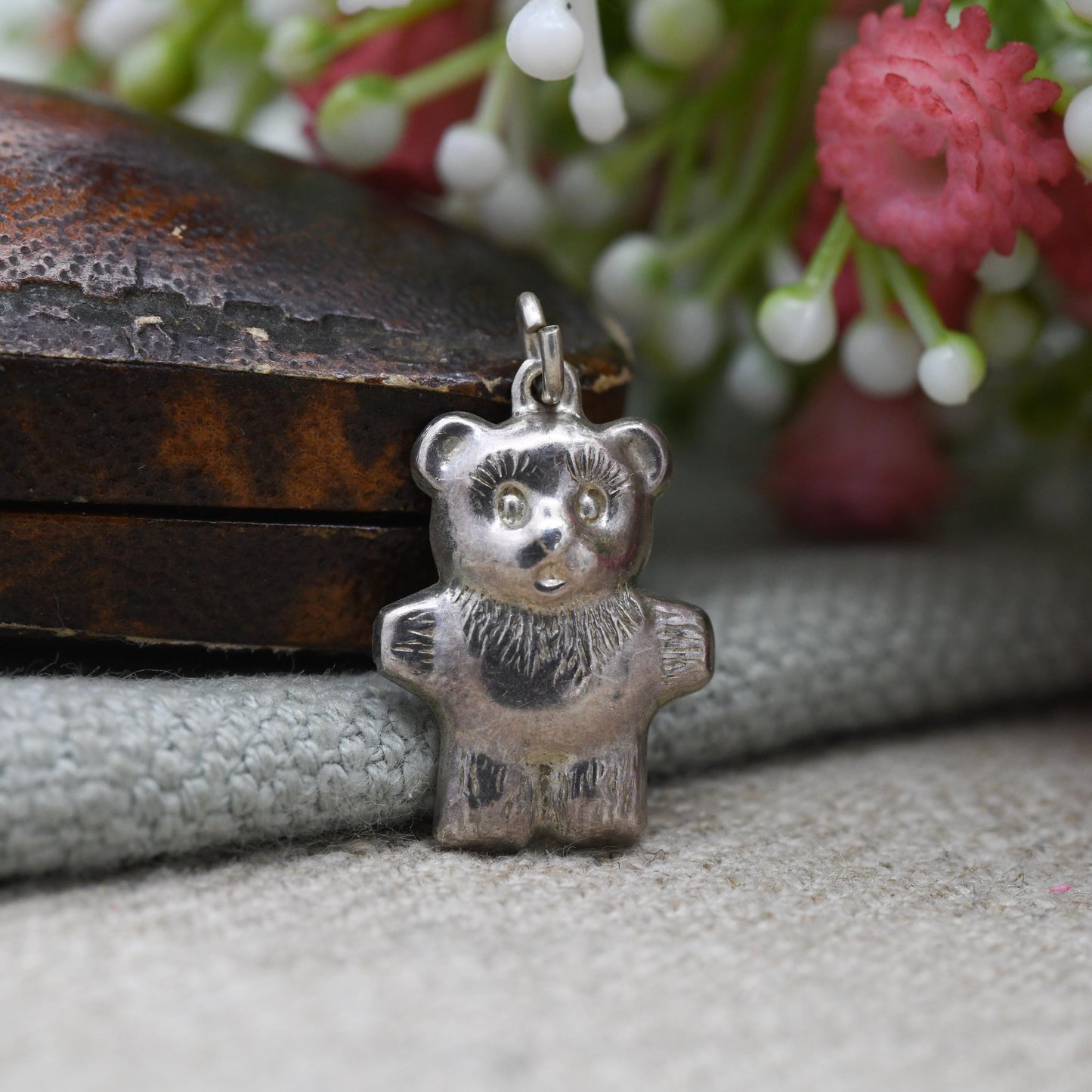 Vintage Sterling Silver Teddy Bear Charm Pendant - Cute | Animal | Love | Gift for Charm Bracelet