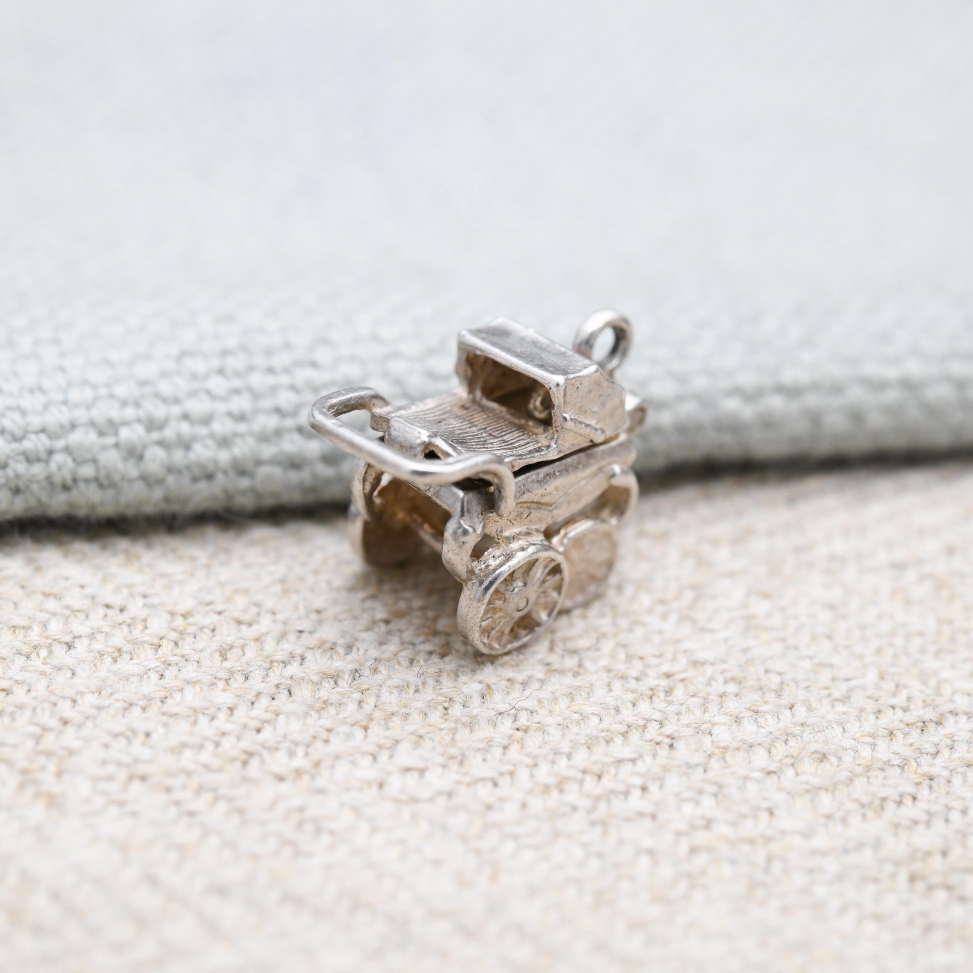 Vintage Nuvo Sterling Silver Pram Charm Opening to Reveal a Baby - Antique Style Pushchair Pendant | Gift for Charm Bracelet Necklace Stack