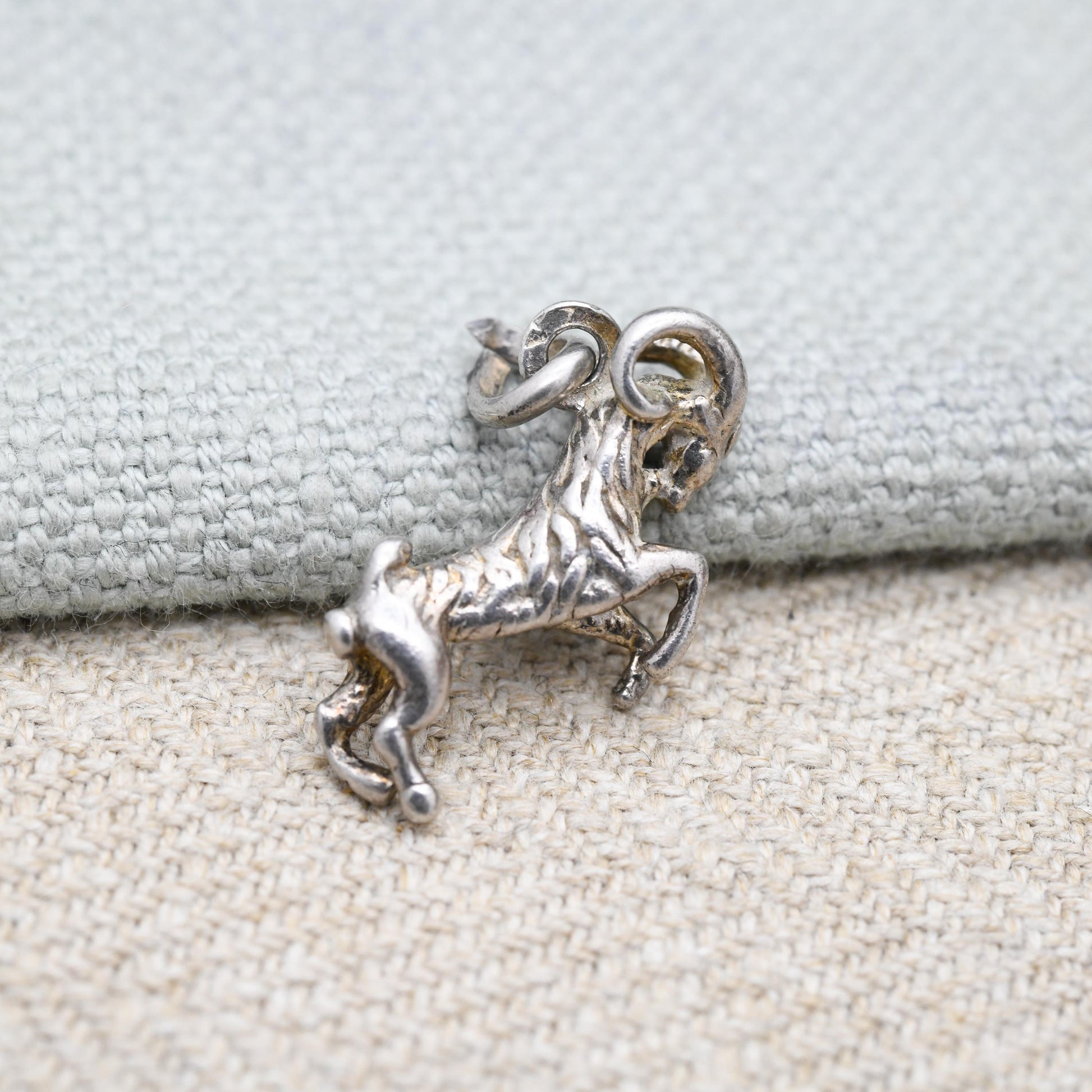 Vintage Sterling Silver Aries Charm Pendant - Ram Goat Astrological Zodiac Star Sign Symbol | March April Birthday | Gift for Charm Bracelet