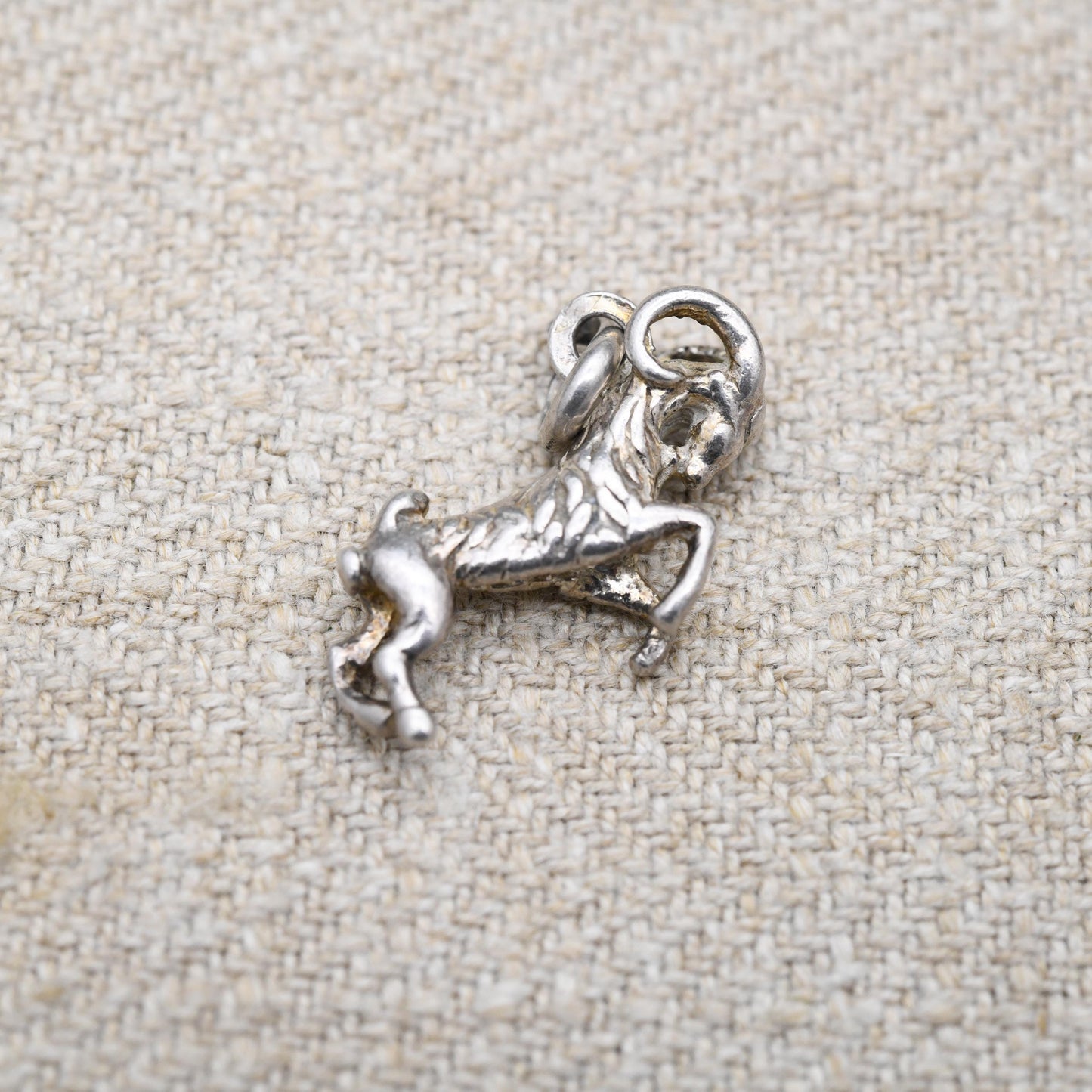 Vintage Sterling Silver Aries Charm Pendant - Ram Goat Astrological Zodiac Star Sign Symbol | March April Birthday | Gift for Charm Bracelet