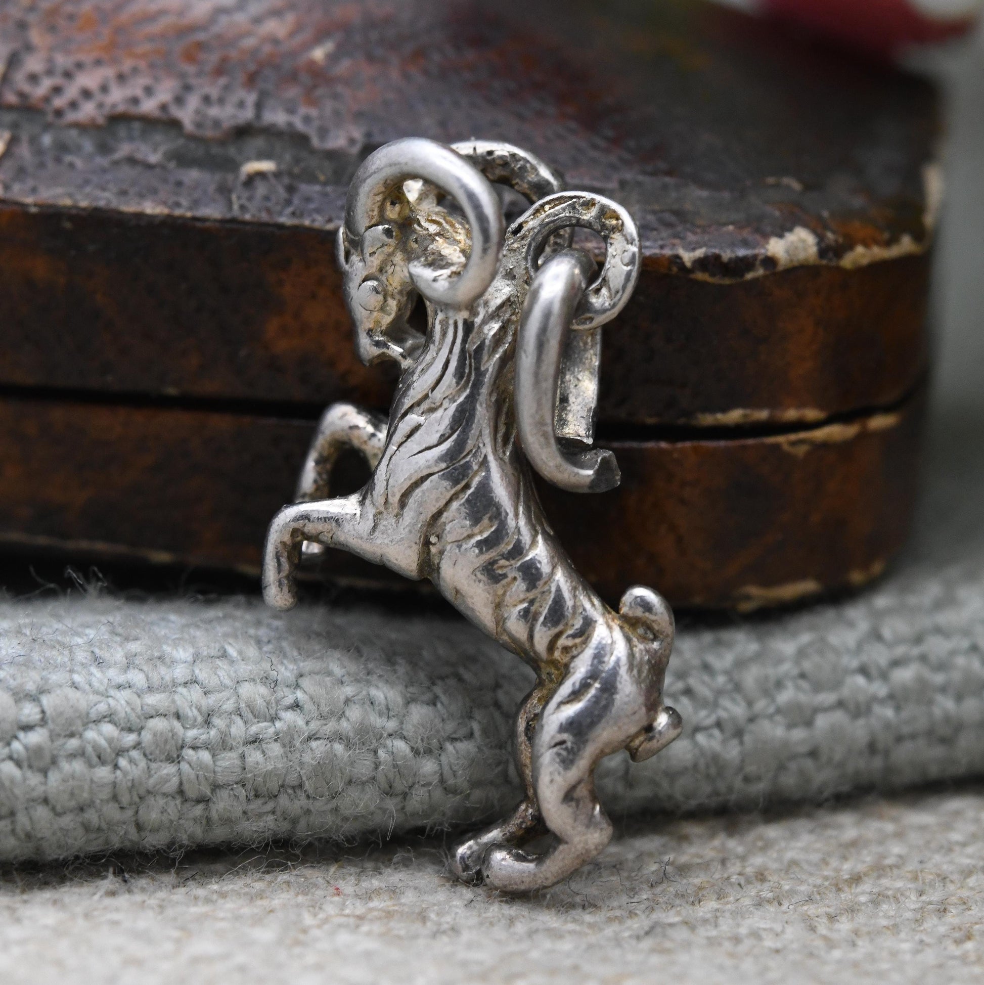 Vintage Sterling Silver Aries Charm Pendant - Ram Goat Astrological Zodiac Star Sign Symbol | March April Birthday | Gift for Charm Bracelet