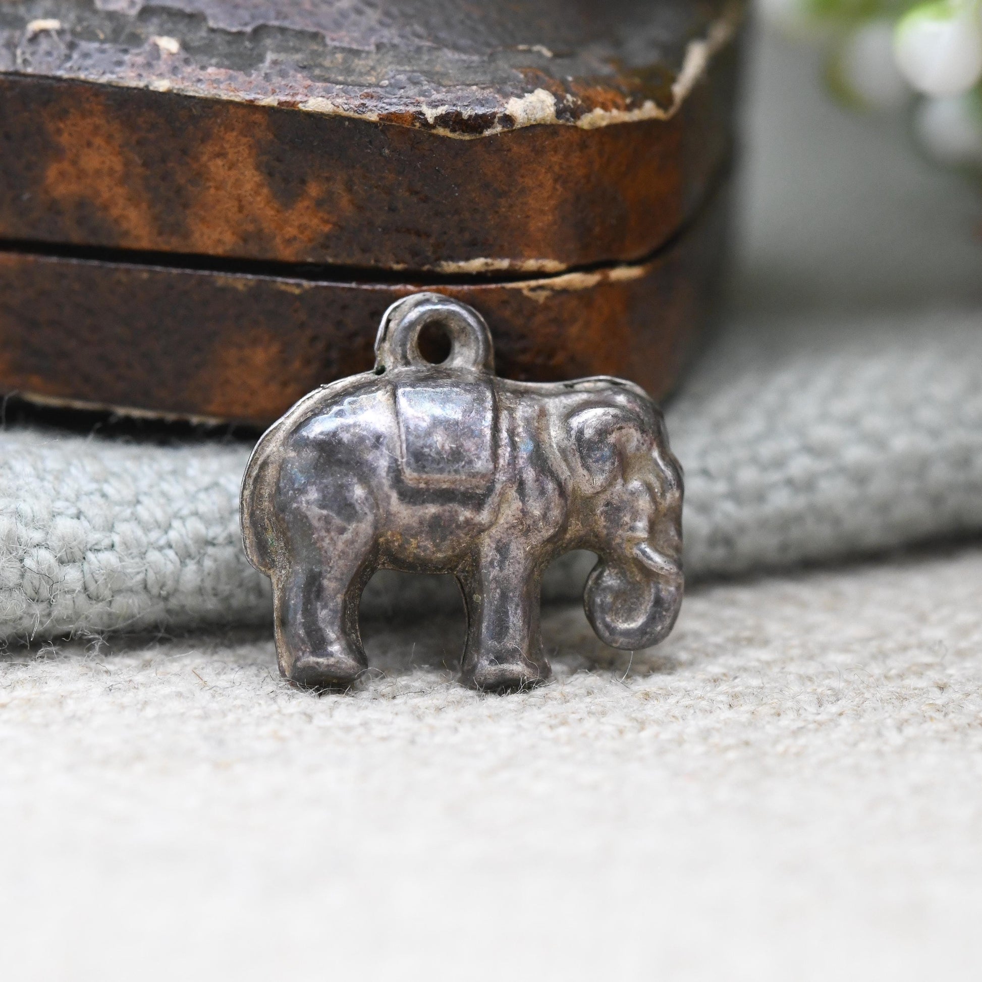 Vintage Sterling Silver Elephant Charm Pendant - Small Cute Animal | Nature Lover | Gift for Charm Bracelet Charm Necklace
