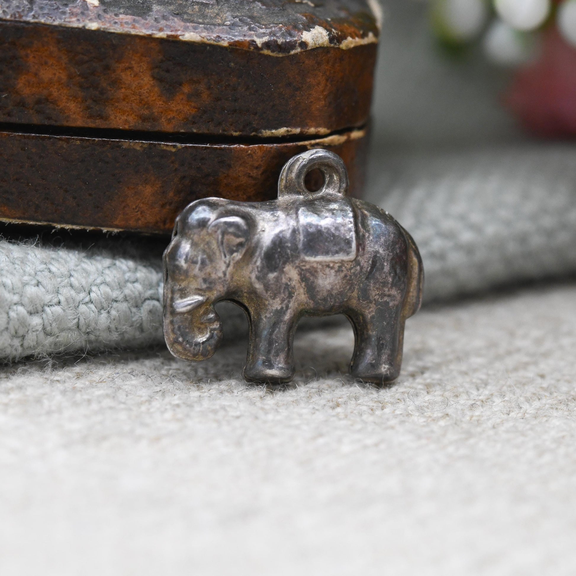 Vintage Sterling Silver Elephant Charm Pendant - Small Cute Animal | Nature Lover | Gift for Charm Bracelet Charm Necklace