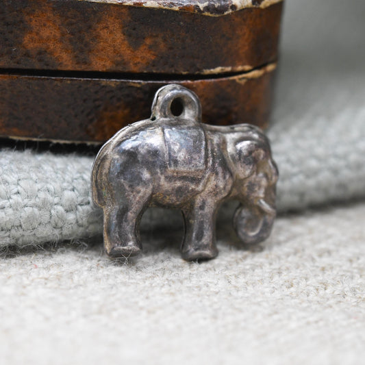 Vintage Sterling Silver Elephant Charm Pendant - Small Cute Animal | Nature Lover | Gift for Charm Bracelet Charm Necklace