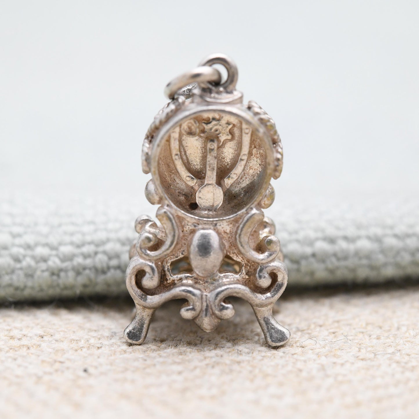 Vintage Sterling Silver Mantel Clock Charm Pendant - Clock | Carriage Clock | Ornate Clock | Gift for Charm Bracelet