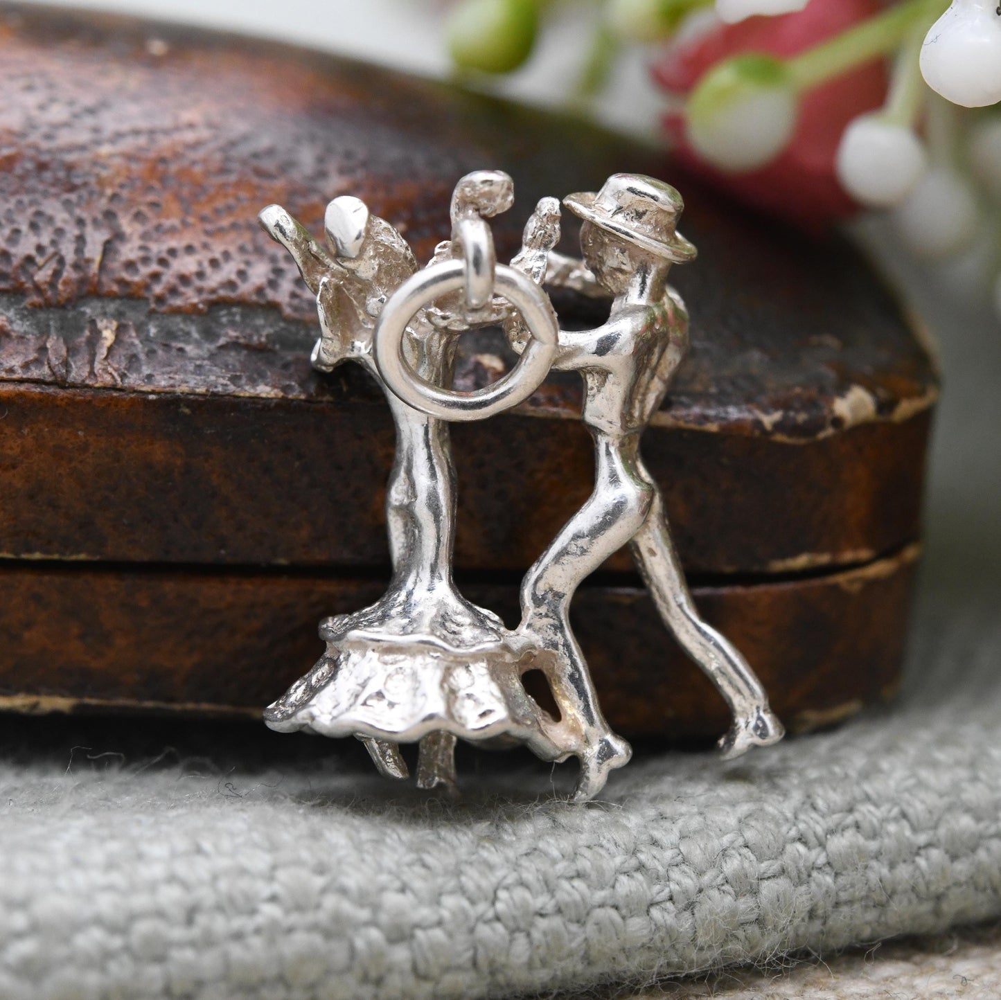Vintage Sterling Silver Dancers Charm Pendant - Latin Dance | Spanish Dancing Couple | Gift for Charm Bracelet