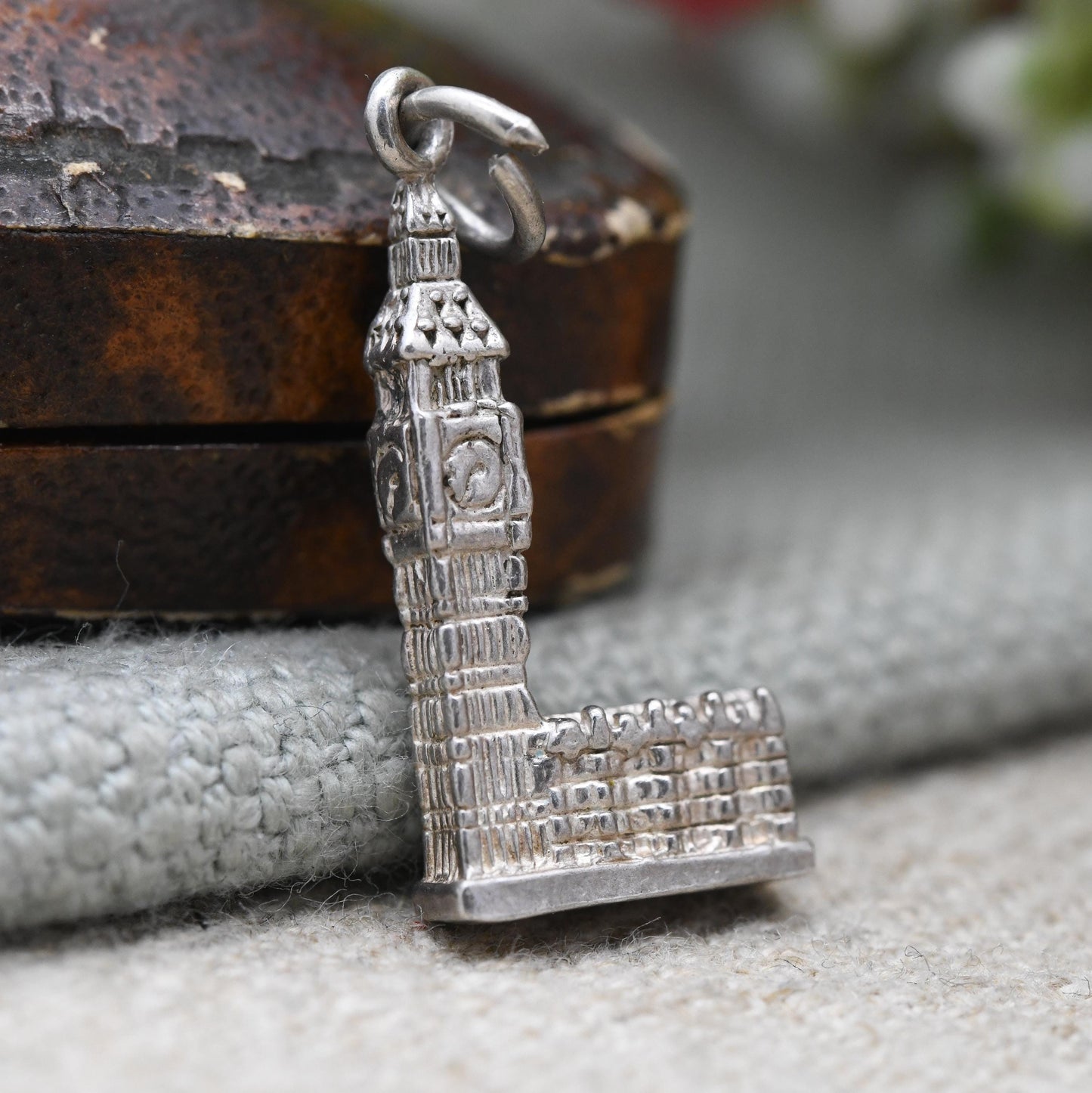 Vintage Sterling Silver Big Ben Pendant Charm - London Landmark | Houses of Parliament | Gift for Souvenir Charm Bracelet
