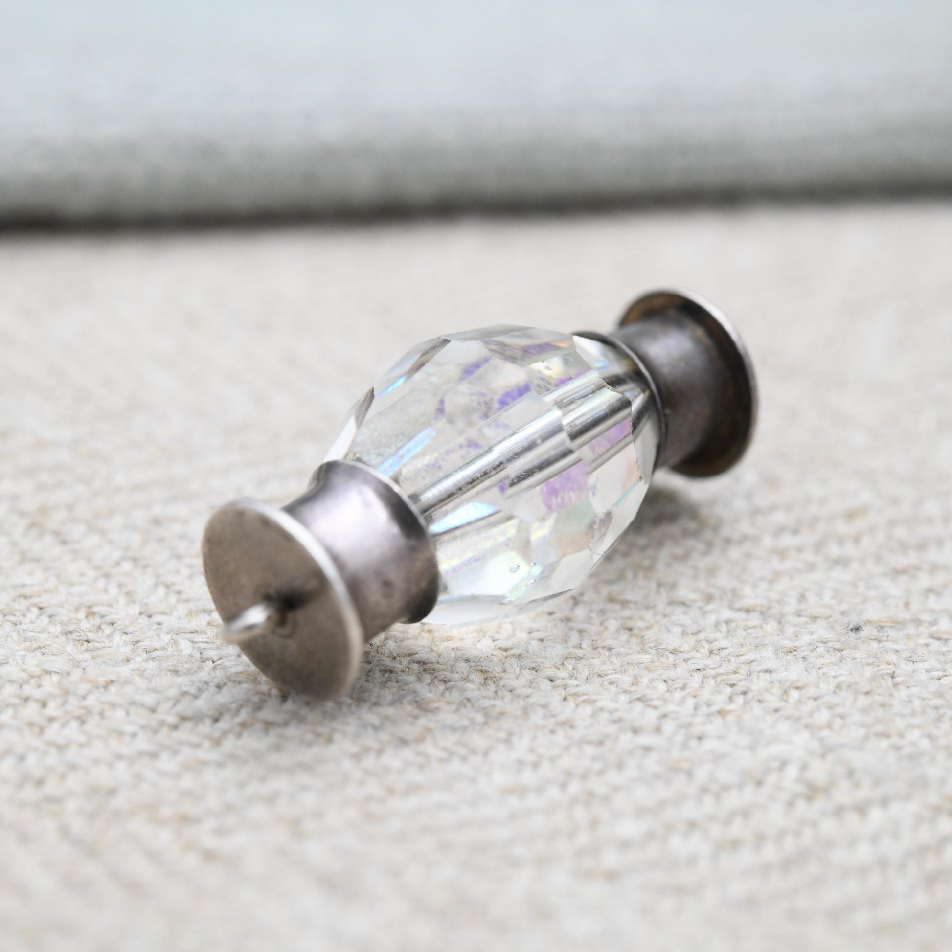 Vintage Sterling Silver Lamp Charm Pendant - Old Fashioned Light | Clear Glass | Gift for Charm Bracelet