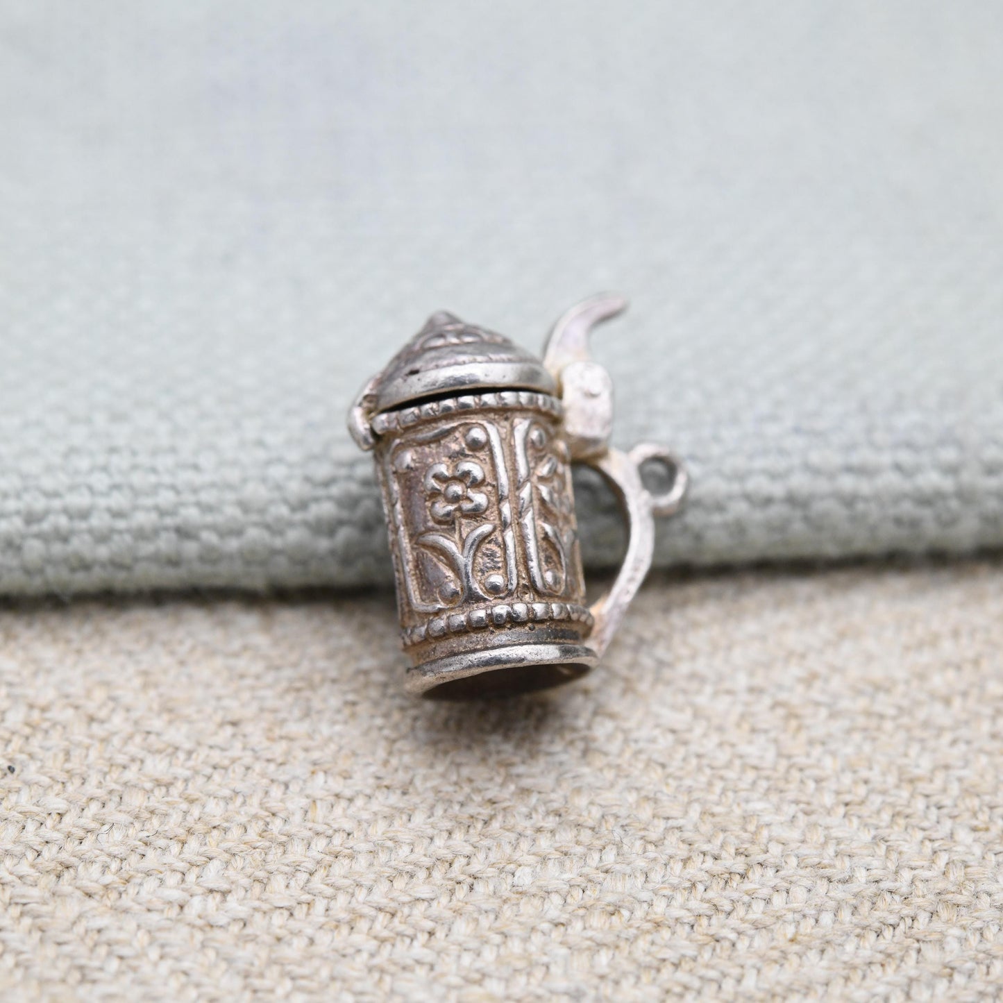 Vintage Sterling Silver Opening Beer Tankard Charm Pendant - Beer | Cup | Stein | Gift for Charm Bracelet