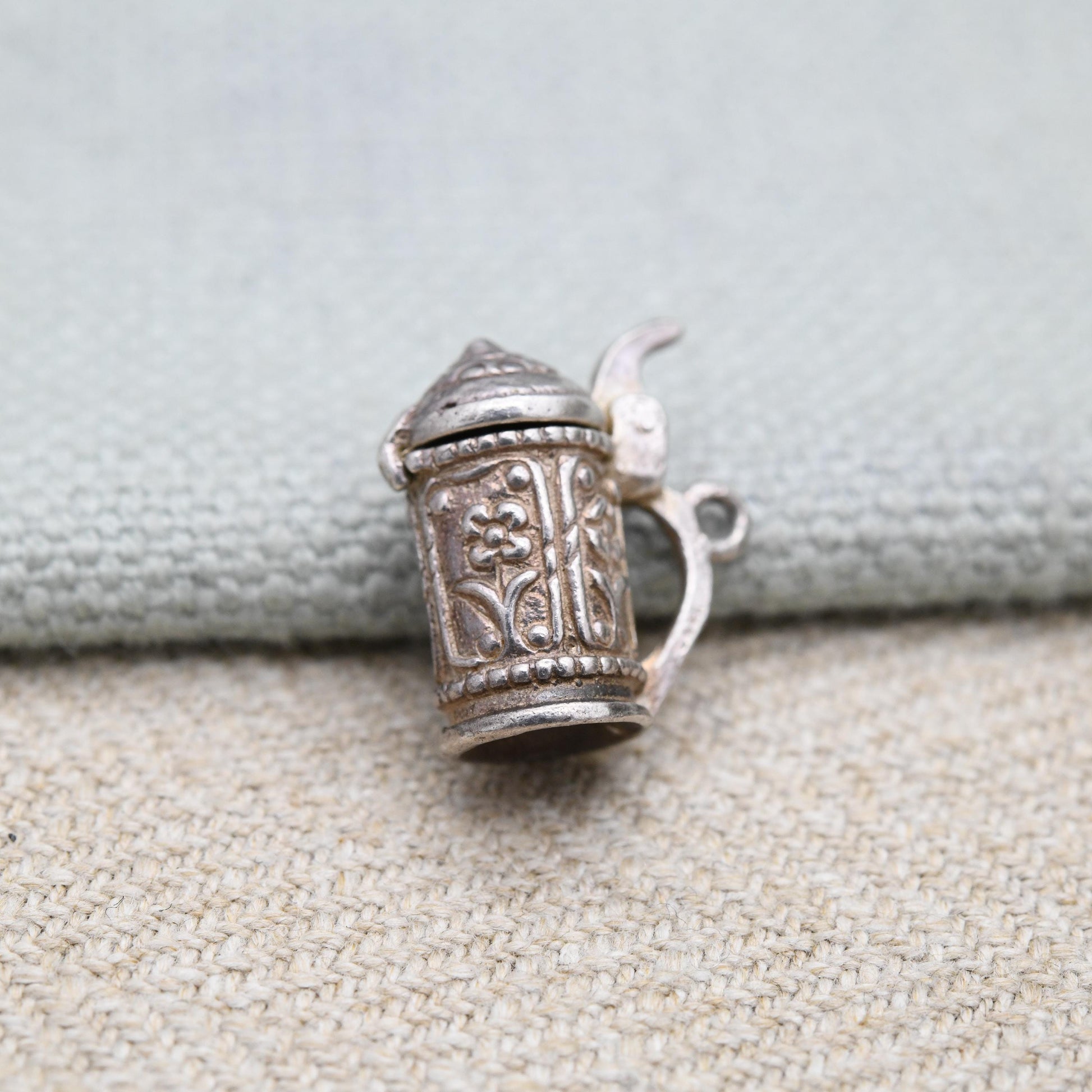 Vintage Sterling Silver Opening Beer Tankard Charm Pendant - Beer | Cup | Stein | Gift for Charm Bracelet