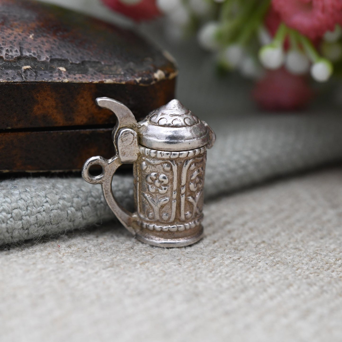 Vintage Sterling Silver Opening Beer Tankard Charm Pendant - Beer | Cup | Stein | Gift for Charm Bracelet