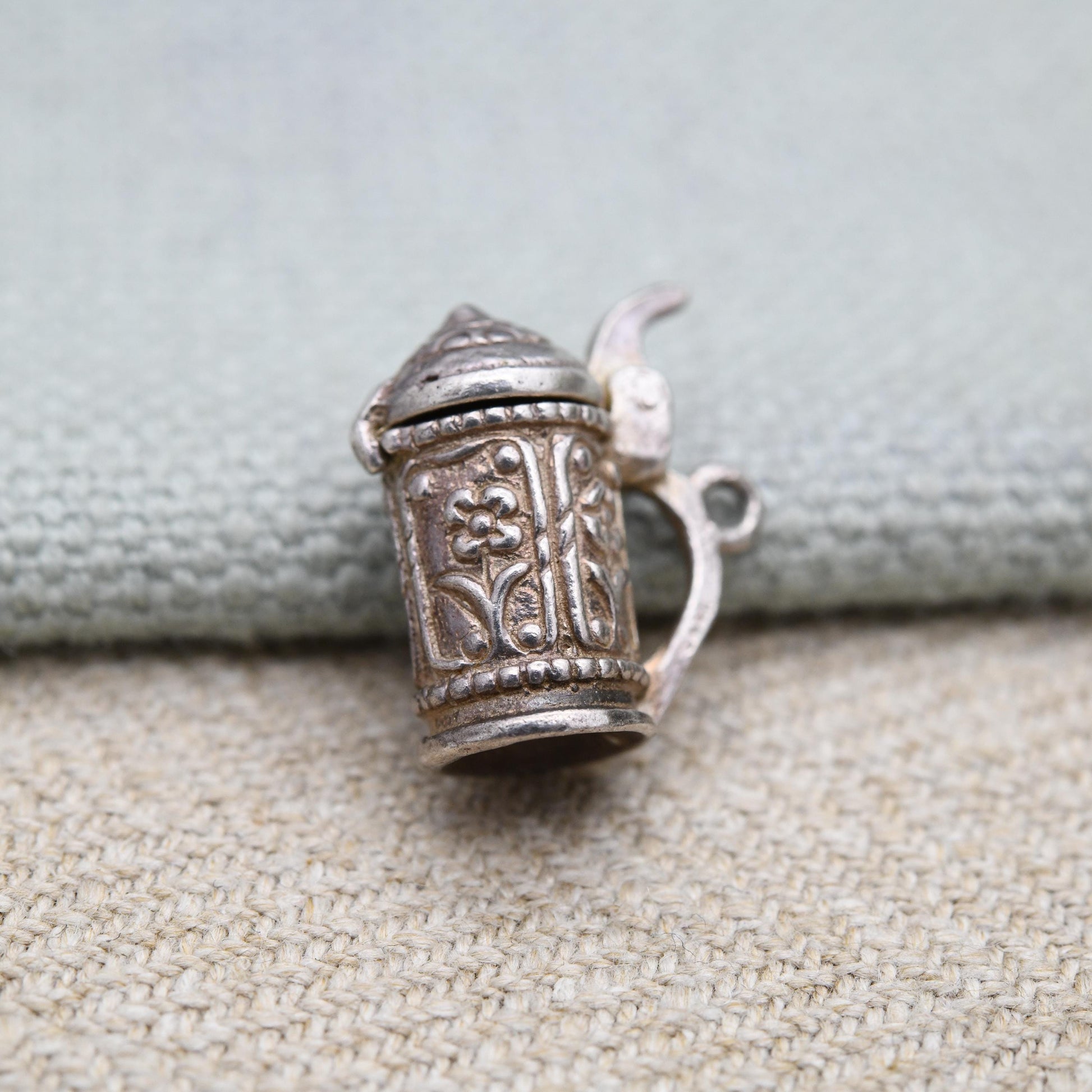Vintage Sterling Silver Opening Beer Tankard Charm Pendant - Beer | Cup | Stein | Gift for Charm Bracelet