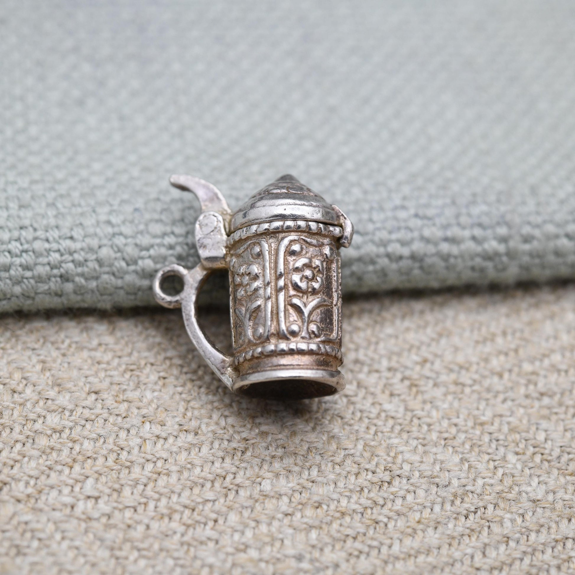 Vintage Sterling Silver Opening Beer Tankard Charm Pendant - Beer | Cup | Stein | Gift for Charm Bracelet
