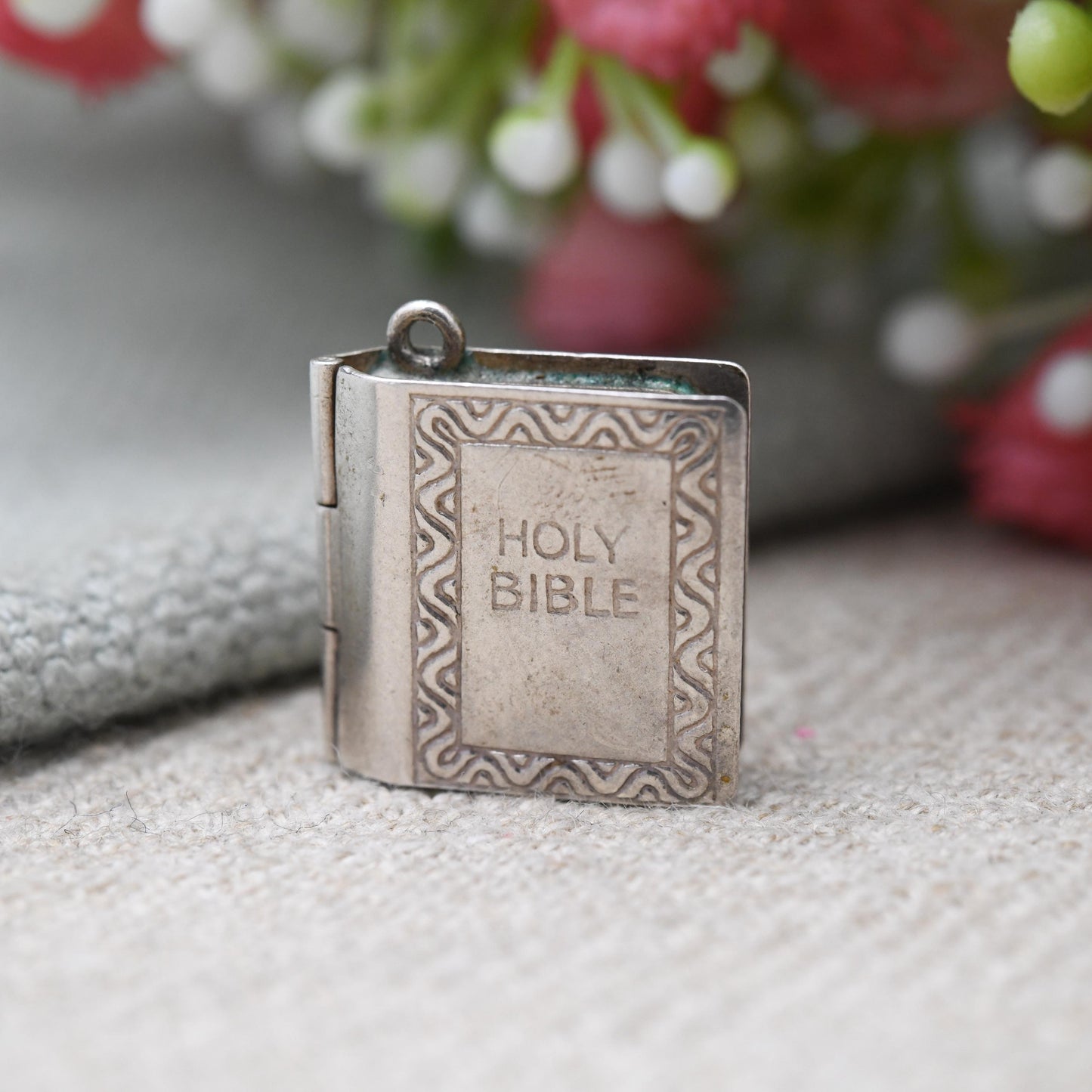 Vintage Sterling Silver Bible Opening Charm Pendant - Religion | Book | Christianity | Gift for Charm Bracelet Necklace Stack