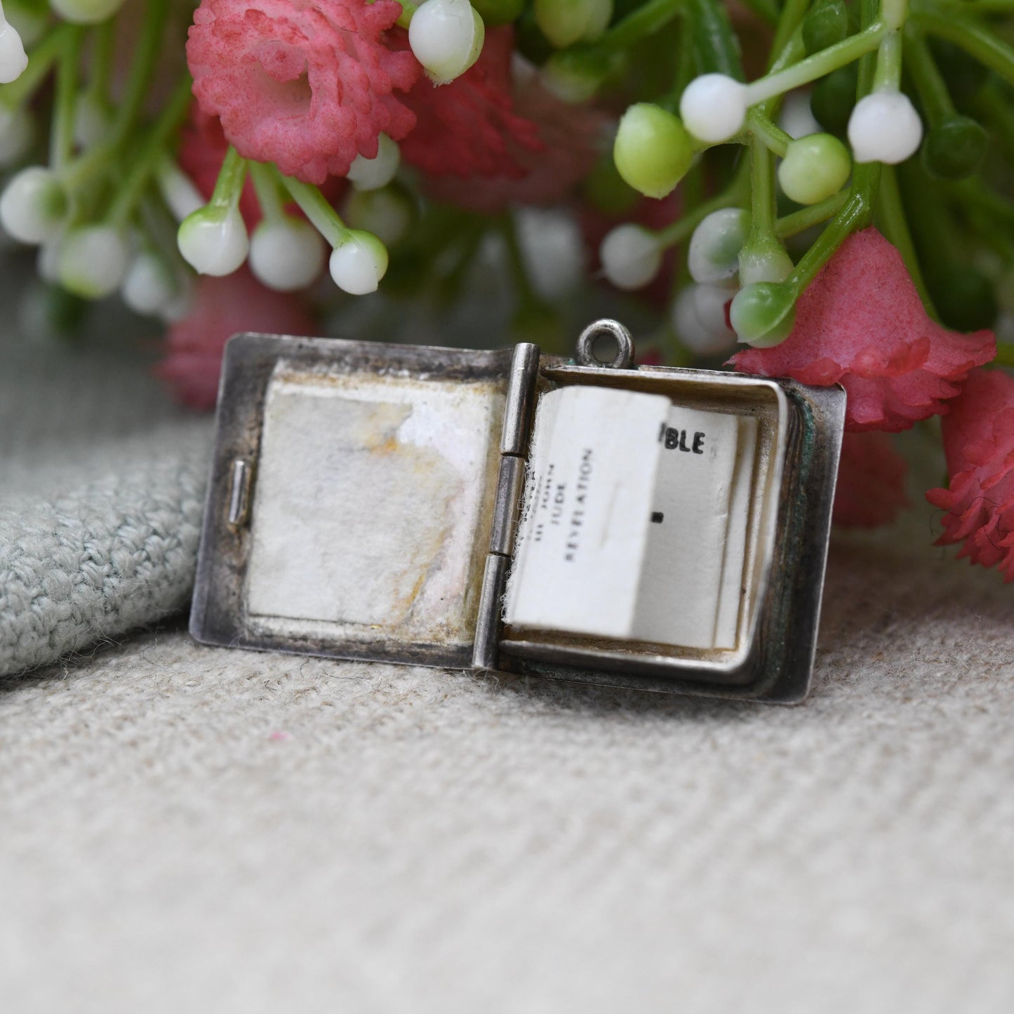 Vintage Sterling Silver Bible Opening Charm Pendant - Religion | Book | Christianity | Gift for Charm Bracelet Necklace Stack