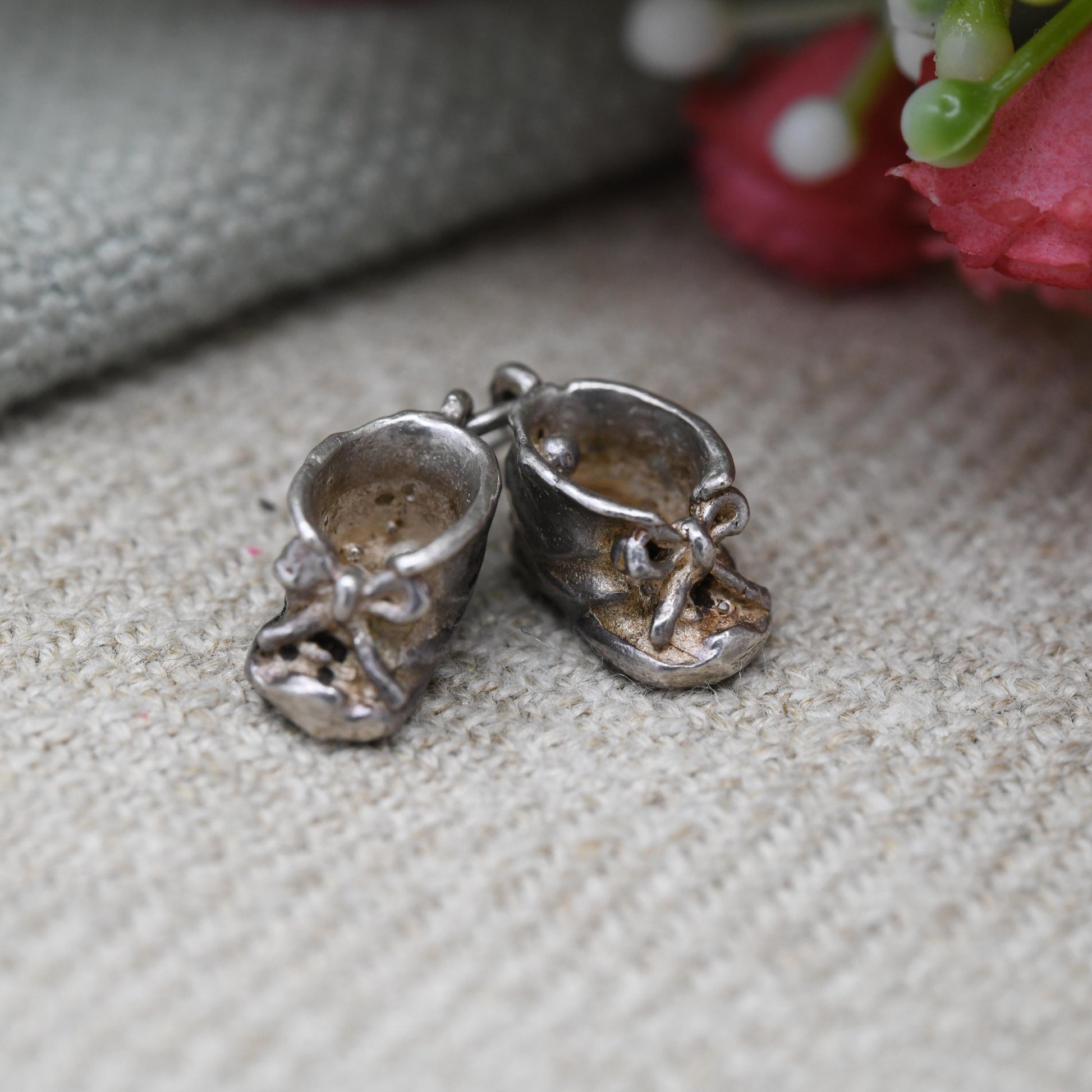 Vintage Sterling Silver Baby Shoes Charm Pendant - Birthday | Newborn | Baby Shower | Gift for Charm Bracelet