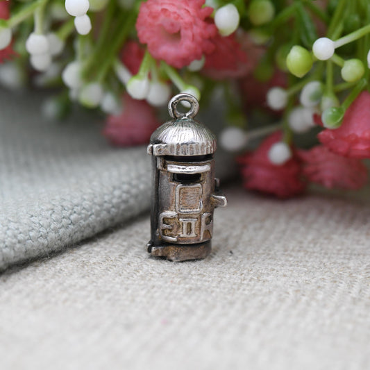 Vintage Sterling Silver Red Post Box and Stamp Opening Charm Pendant - Royal Mail | 1st Class Stamp | Souvenir Gift for Charm Bracelet