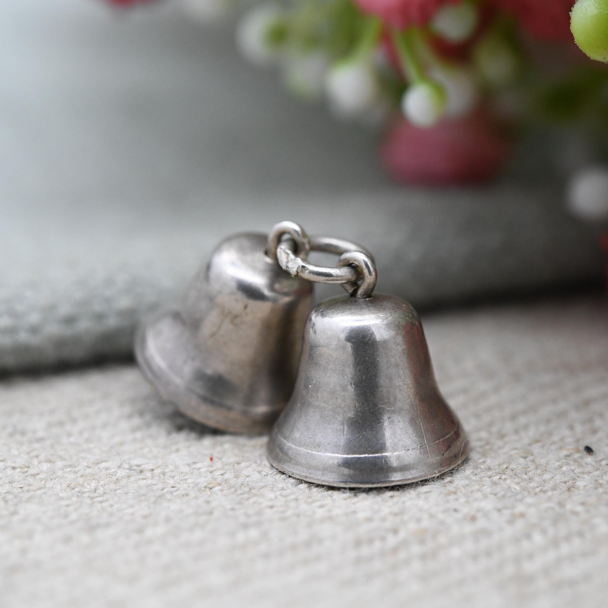 Vintage Sterling Silver Bells Charm Pendant - Minimal Bell Charm Bracelet with Moving Tongue Dangles | Gift for Charm Bracelet