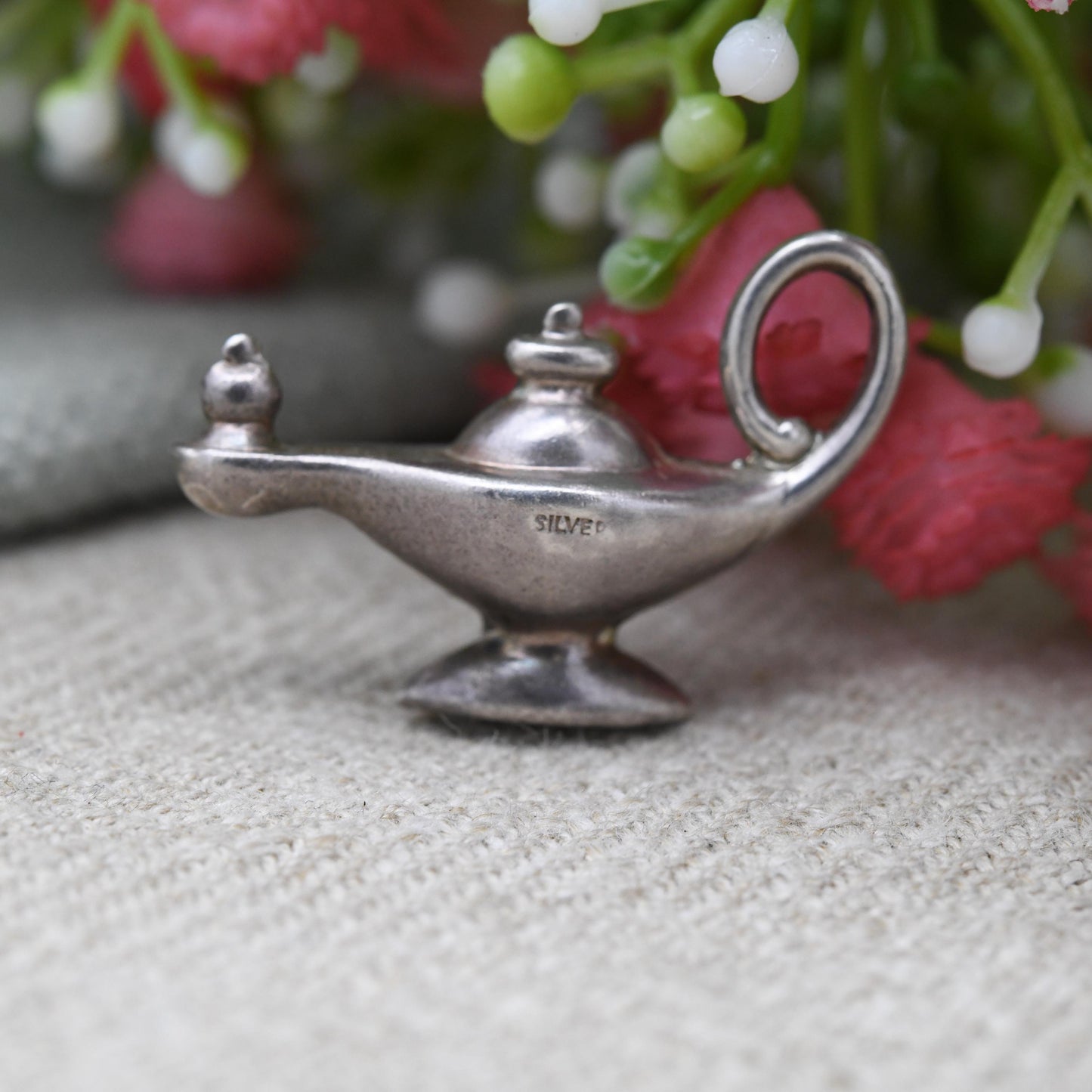 Vintage CHIM Sterling Silver Genies Lamp Charm Pendant - Oil Lamp | Magic Lamp | Three Wishes | Gift for Charm Bracelet