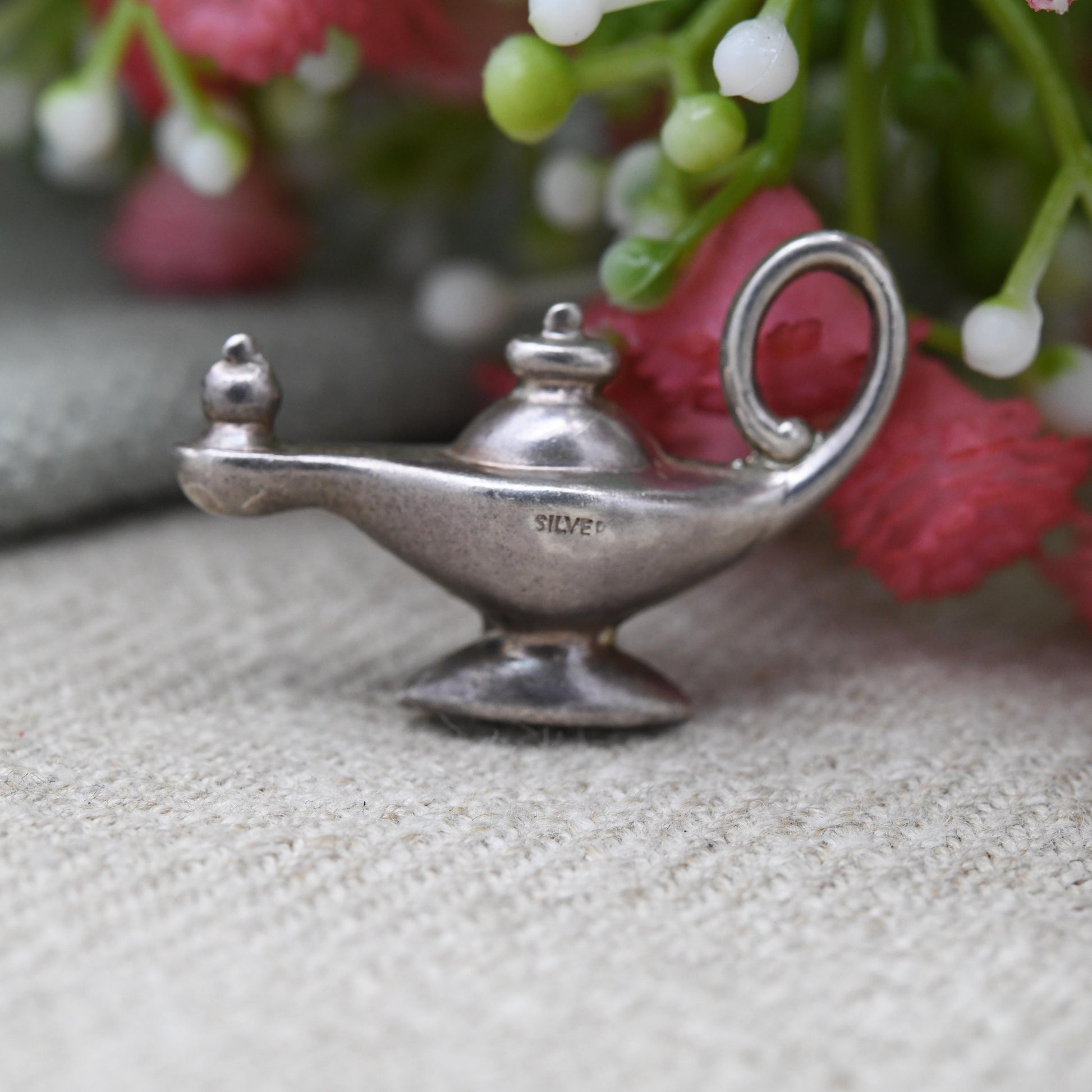 Vintage CHIM Sterling Silver Genies Lamp Charm Pendant - Oil Lamp | Magic Lamp | Three Wishes | Gift for Charm Bracelet