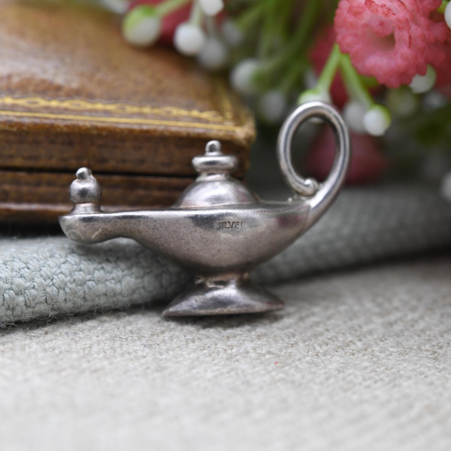 Vintage CHIM Sterling Silver Genies Lamp Charm Pendant - Oil Lamp | Magic Lamp | Three Wishes | Gift for Charm Bracelet