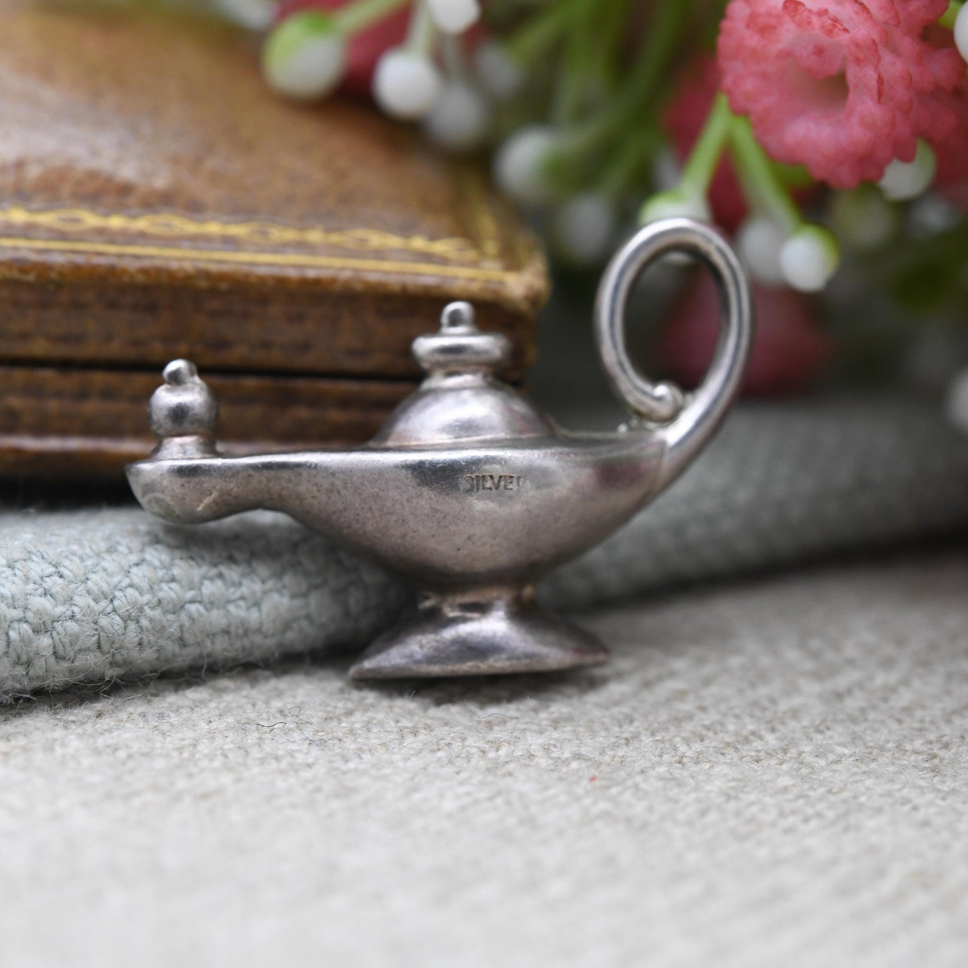 Vintage CHIM Sterling Silver Genies Lamp Charm Pendant - Oil Lamp | Magic Lamp | Three Wishes | Gift for Charm Bracelet
