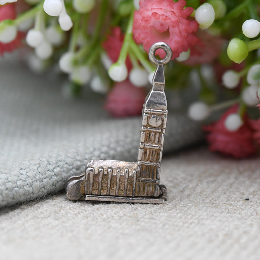 Vintage Sterling Silver Opening Big Ben and Lion Charm Pendant - London Landmark | Houses of Parliament | Gift for Souvenir Charm Bracelet
