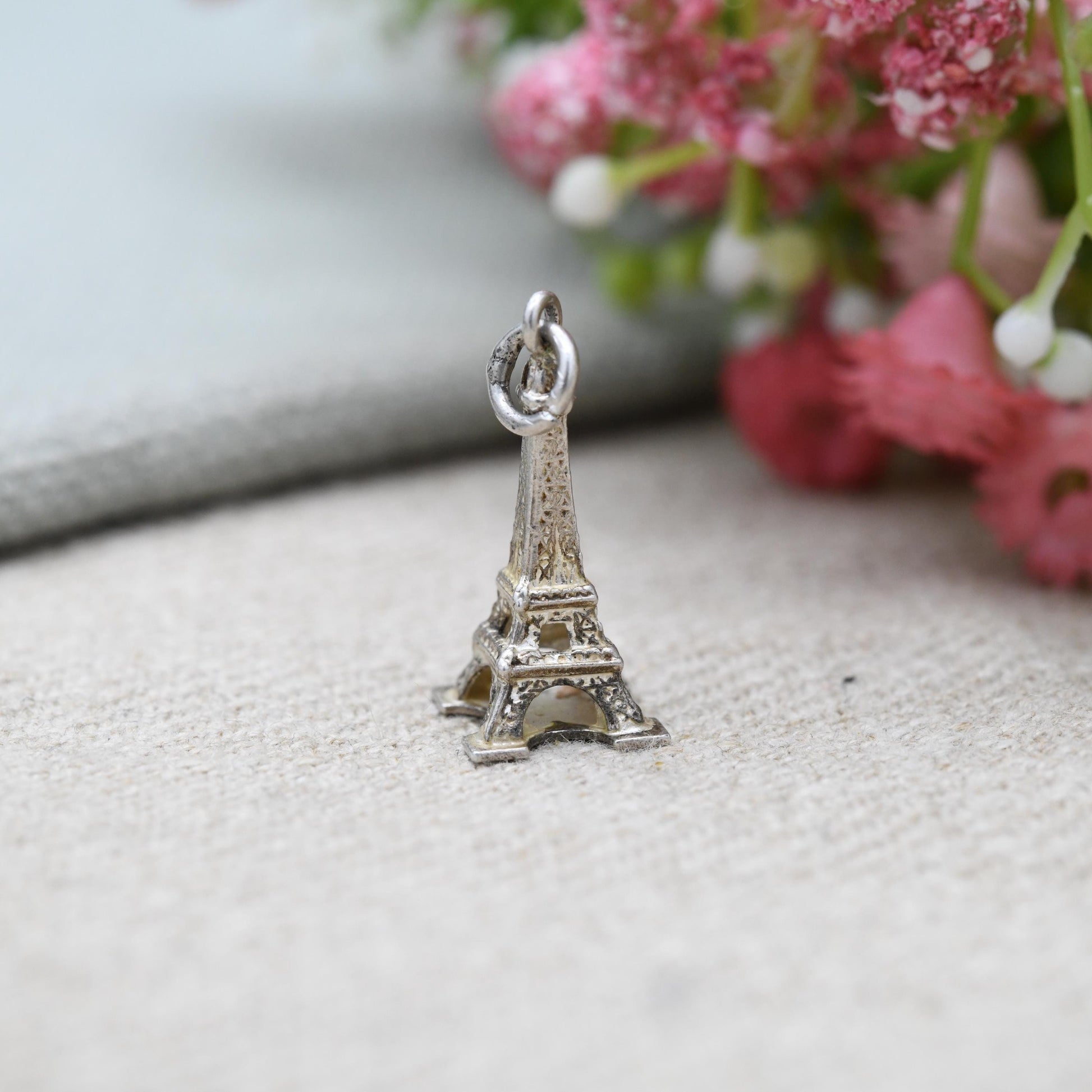 Vintage Sterling Silver Eiffel Tower Charm Pendant - Paris | France | Travel Souvenir Gift for Charm Bracelet