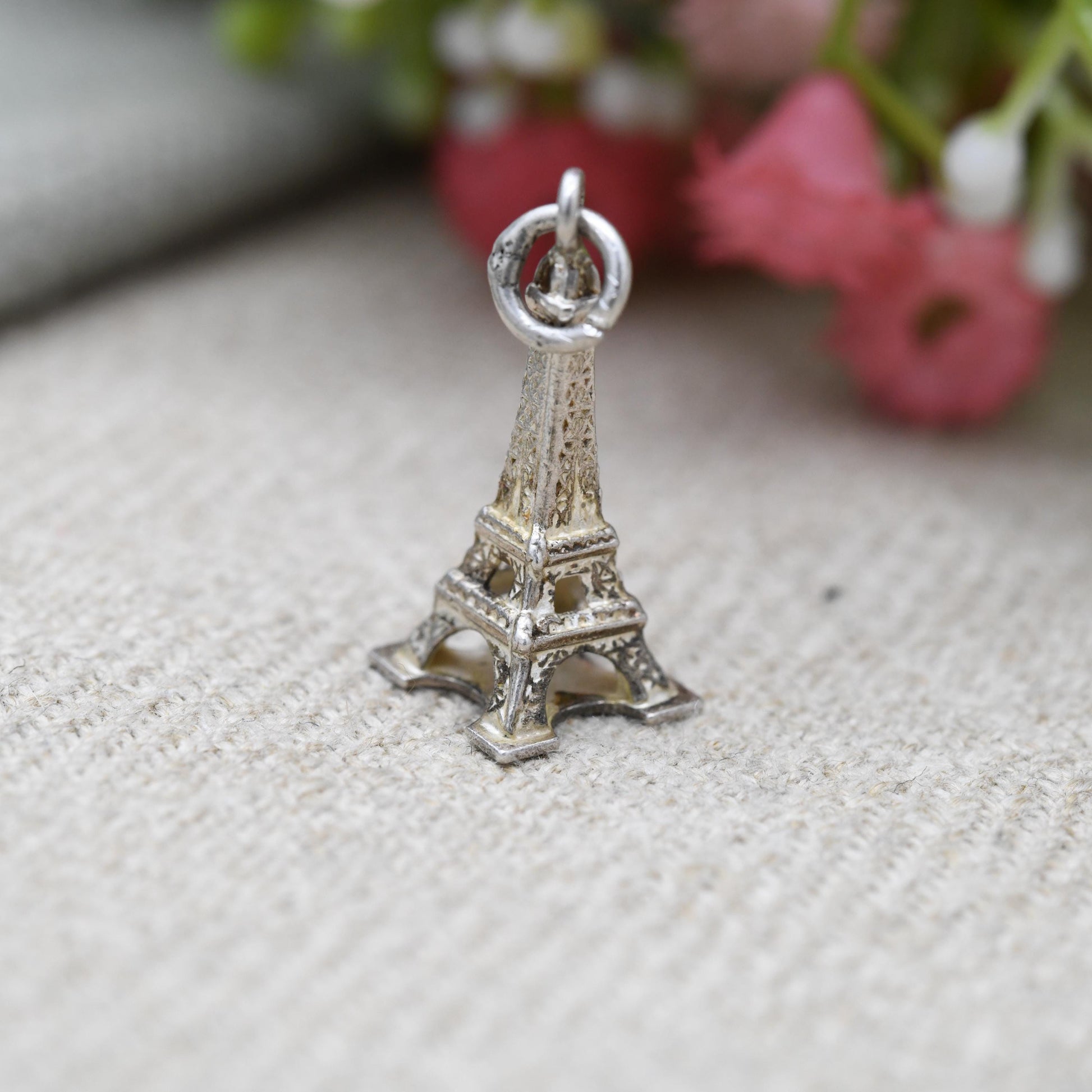 Vintage Sterling Silver Eiffel Tower Charm Pendant - Paris | France | Travel Souvenir Gift for Charm Bracelet