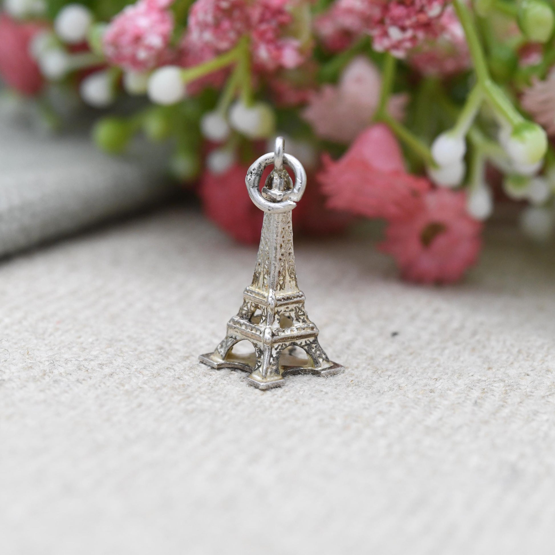 Vintage Sterling Silver Eiffel Tower Charm Pendant - Paris | France | Travel Souvenir Gift for Charm Bracelet