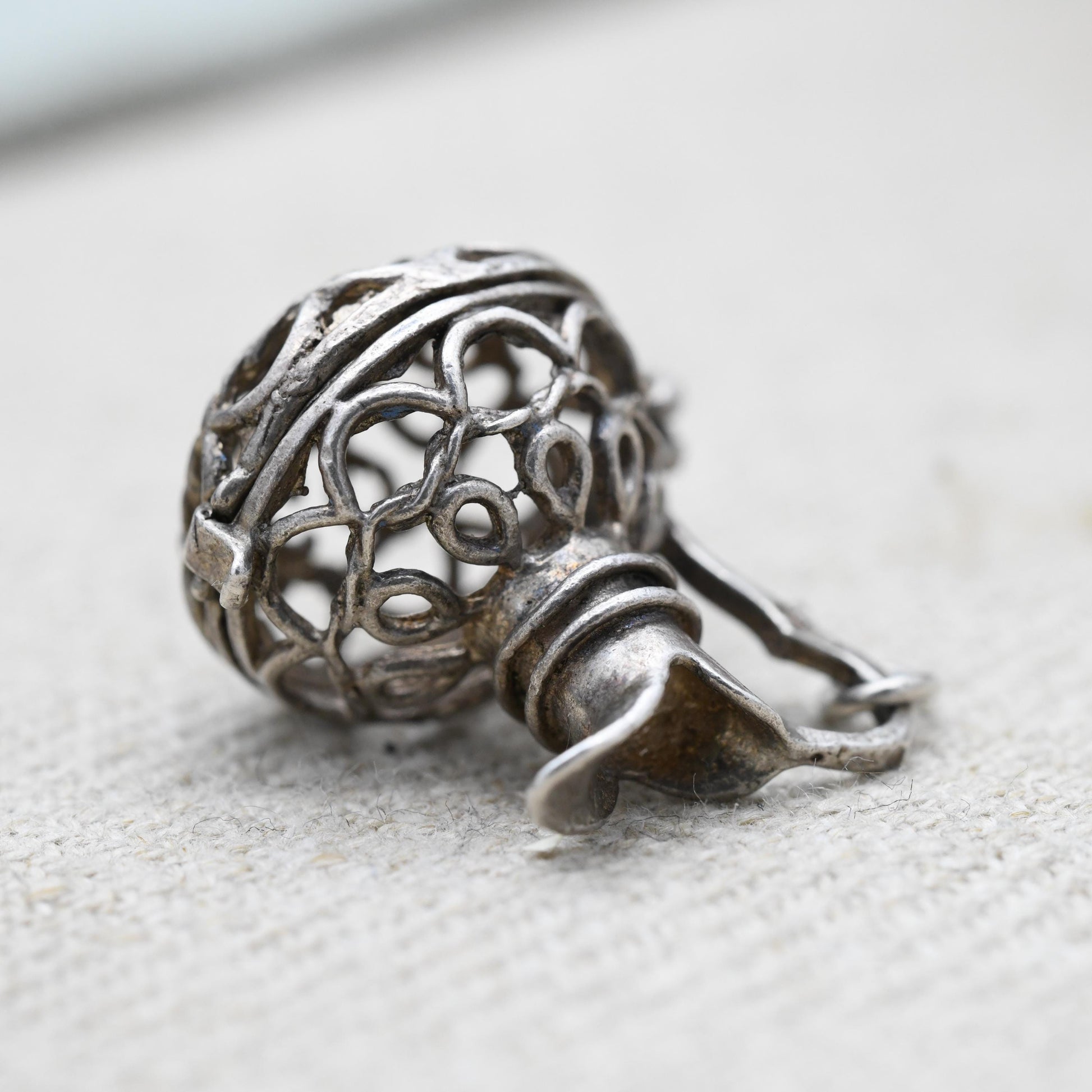 Vintage Sterling Silver Opening Jug Charm Pendant - Decanter | Ornate Cut Out Design | Gift for Charm Bracelet