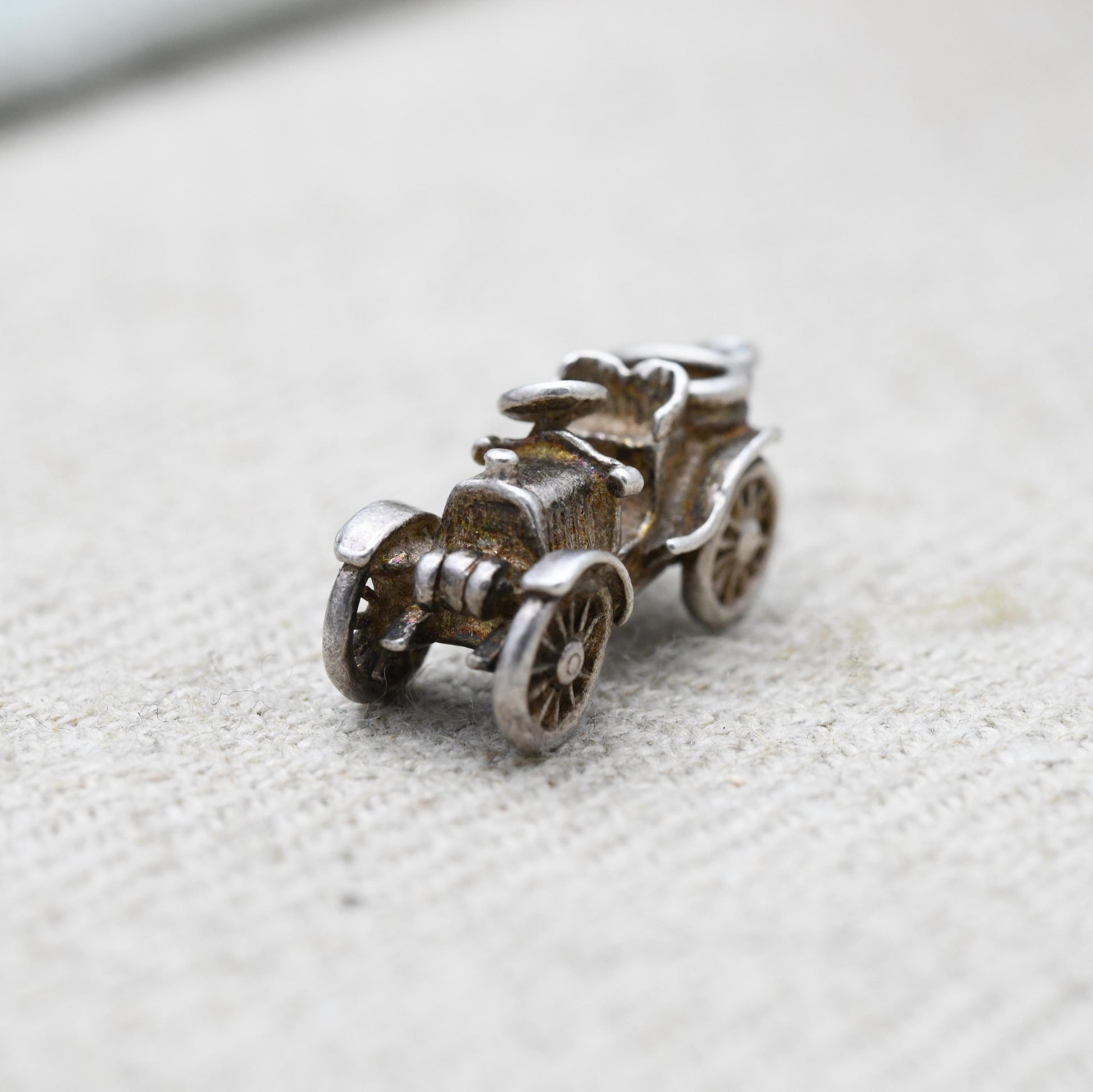 Vintage Sterling Silver Victorian Style Car Charm Pendant - Early 20th Century Car | Gift for Charm Bracelet