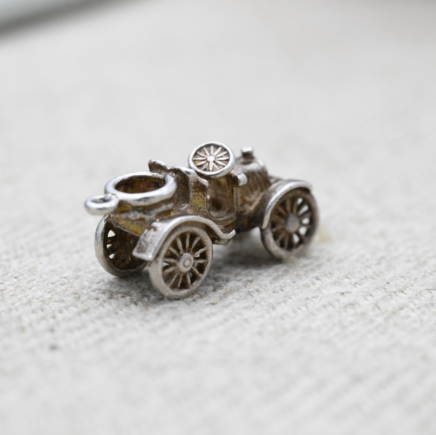 Vintage Sterling Silver Victorian Style Car Charm Pendant - Early 20th Century Car | Gift for Charm Bracelet