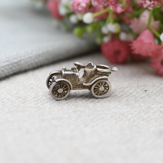 Vintage Sterling Silver Victorian Style Car Charm Pendant - Early 20th Century Car | Gift for Charm Bracelet