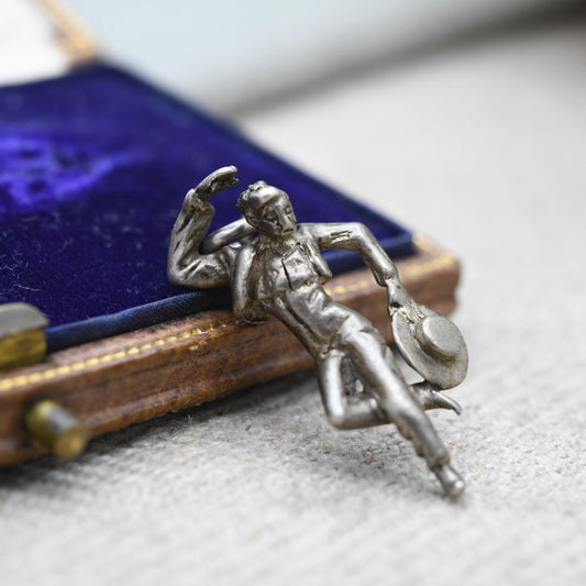 Vintage Sterling Silver Dancing Man Carrying Hat Charm Pendant - Pasodoble Dancer | Matador | Spanish Latin Dance | Gift for Charm Bracelet