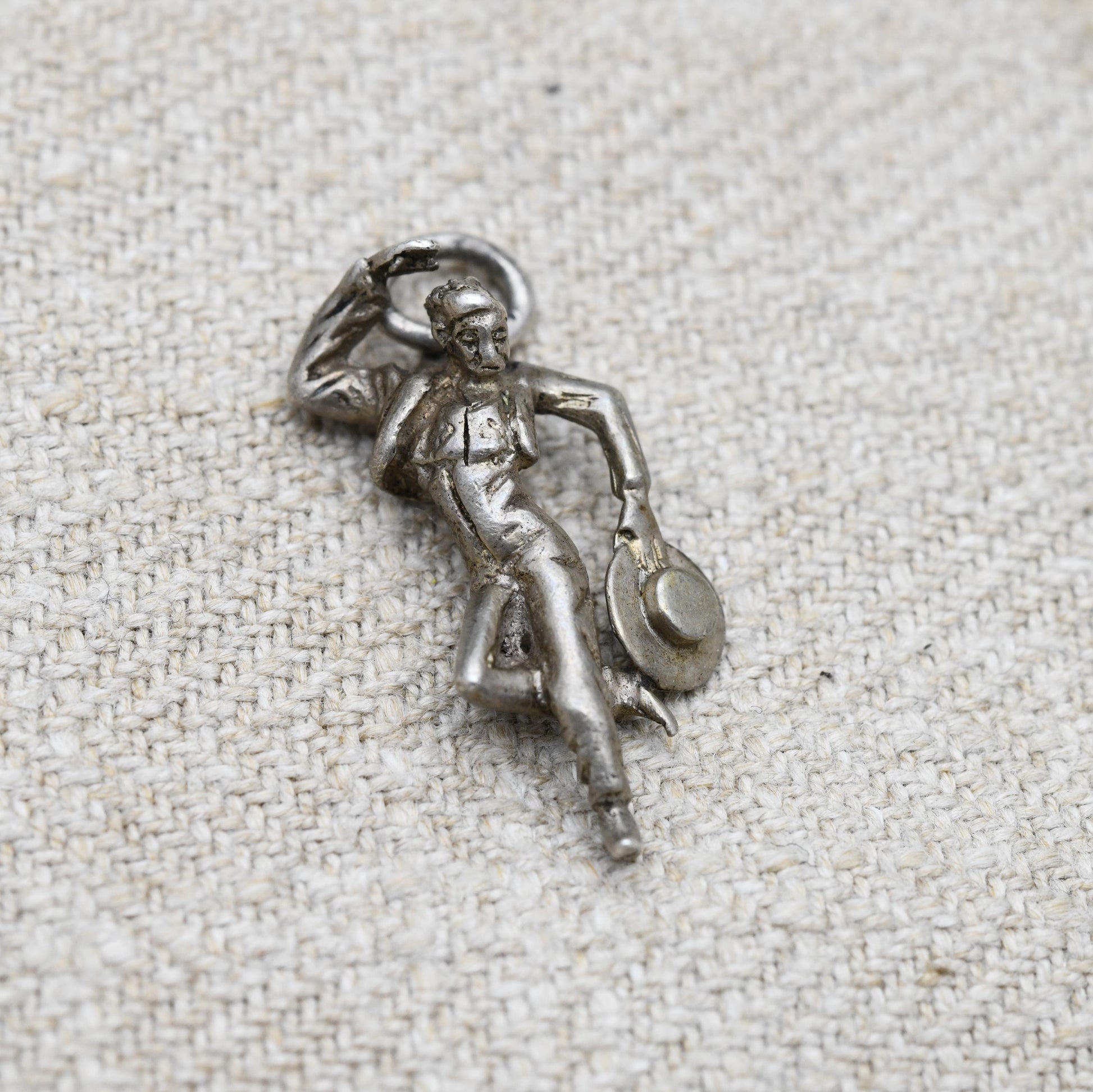Vintage Sterling Silver Dancing Man Carrying Hat Charm Pendant - Pasodoble Dancer | Matador | Spanish Latin Dance | Gift for Charm Bracelet