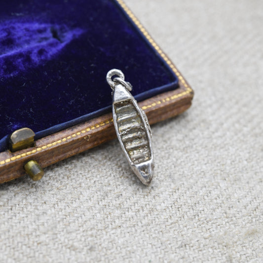 Vintage Silver Row Boat Charm Pendant - Cute Collectable Life Boat | Gift for Charm Bracelet