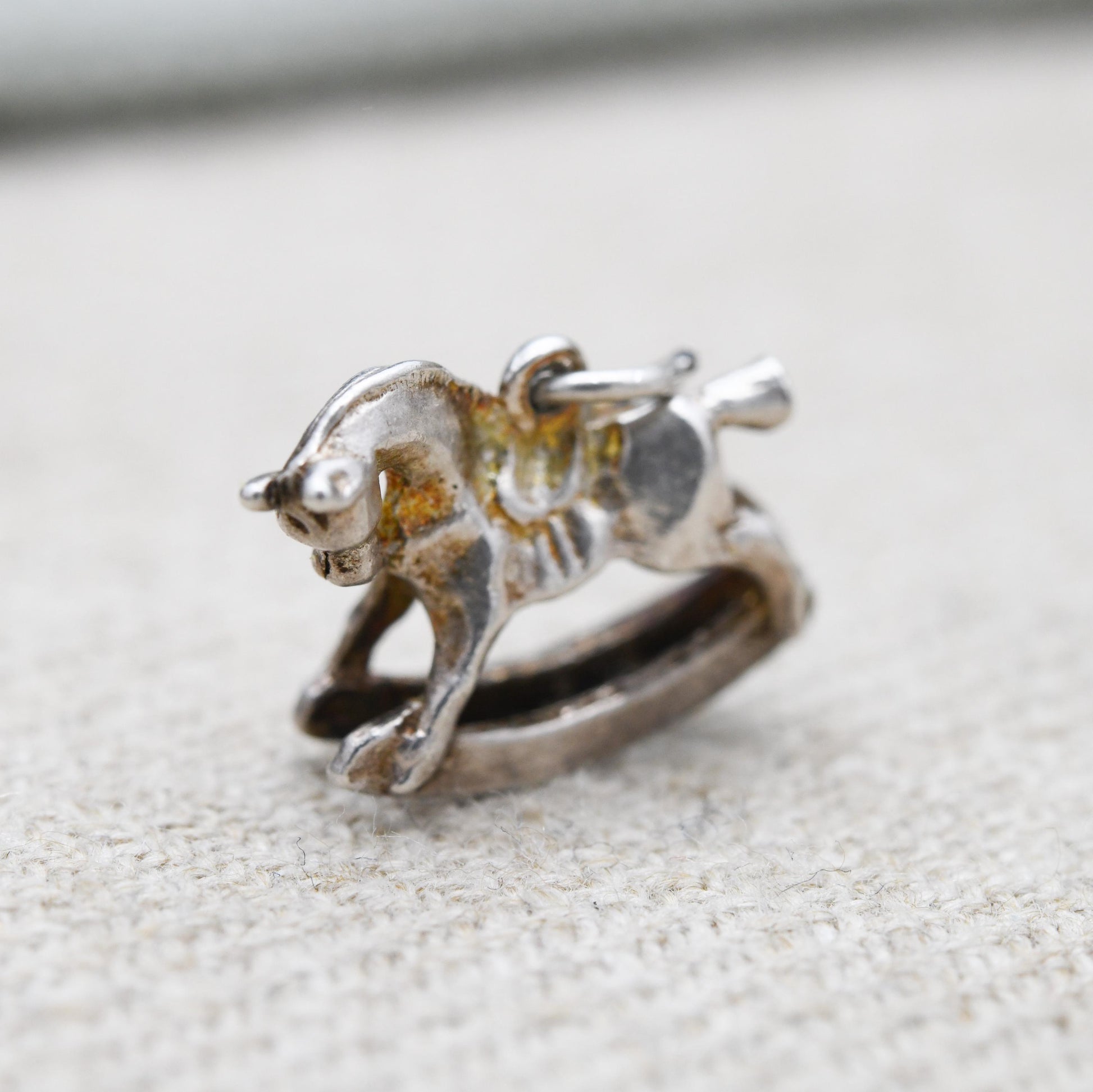 Vintage Sterling Silver Small Rocking Horse Charm Pendant - Detailed Animal Children's Toy | Horse Girl | Gift for Charm Bracelet