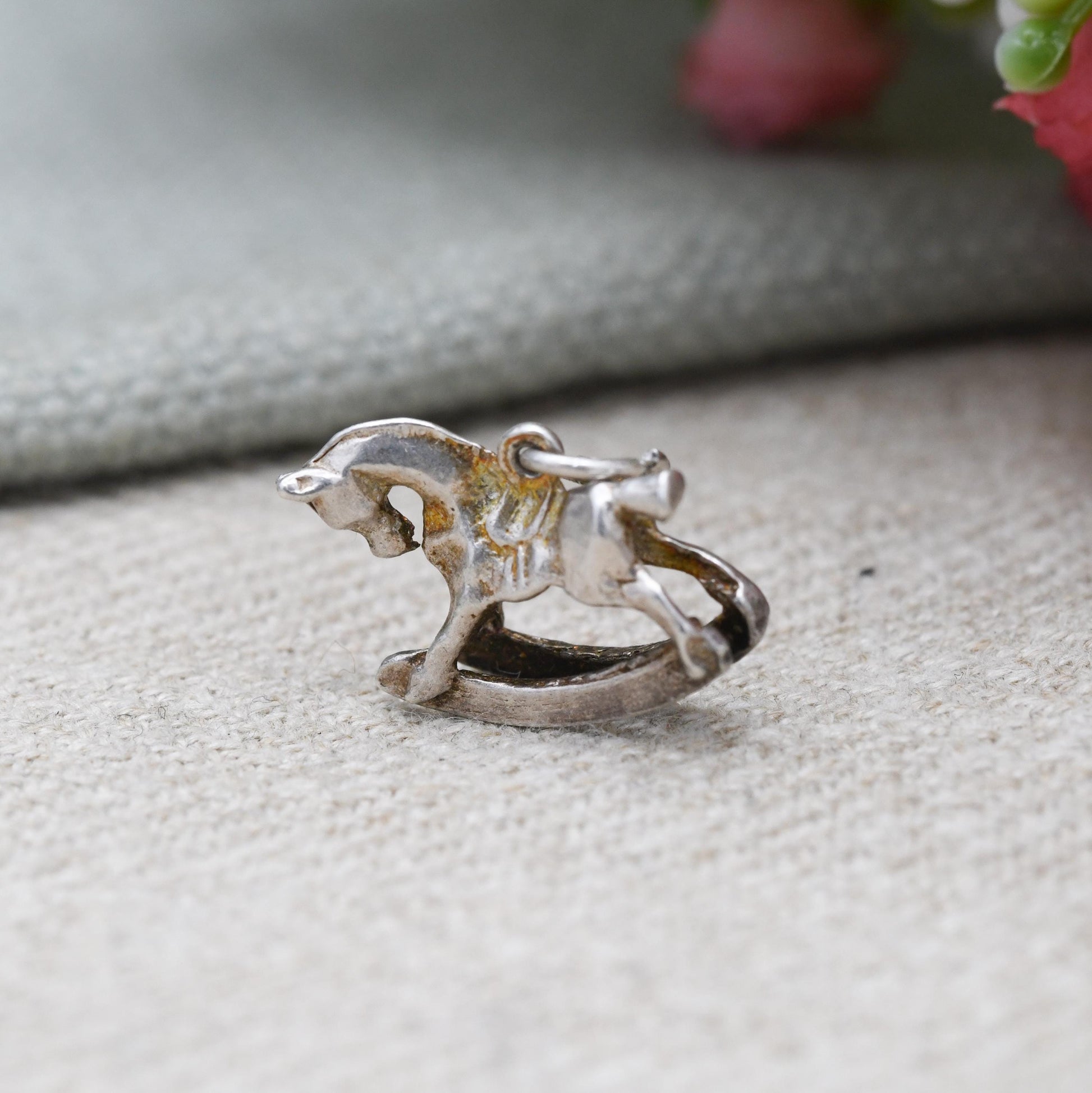 Vintage Sterling Silver Small Rocking Horse Charm Pendant - Detailed Animal Children's Toy | Horse Girl | Gift for Charm Bracelet