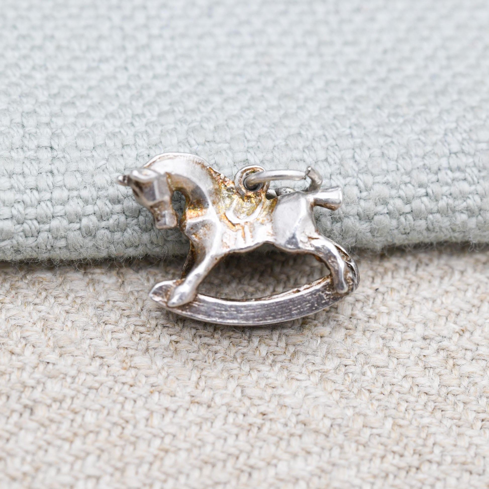Vintage Sterling Silver Small Rocking Horse Charm Pendant - Detailed Animal Children's Toy | Horse Girl | Gift for Charm Bracelet