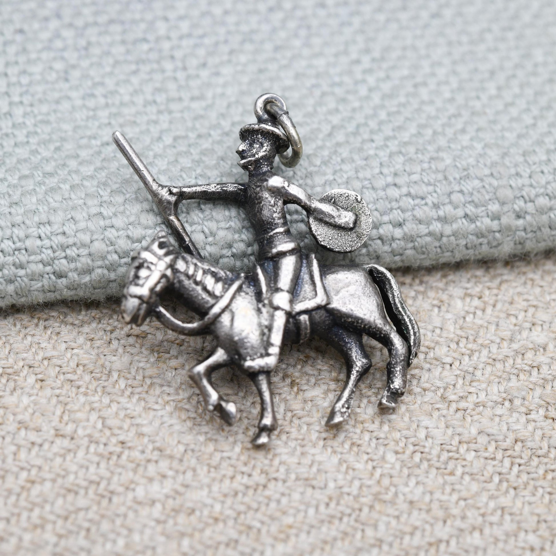 Vintage Sterling Silver Knight on Horse Charm Pendant - Horse Rider | Jousting | Medieval | Gift for Charm Bracelet