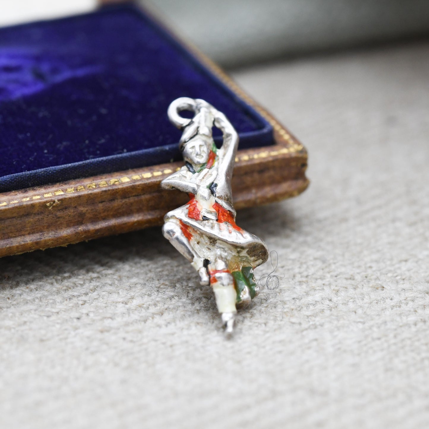 Vintage Sterling Silver and Enamel Scottish Dancer Charm Pendant - Scotland | Great Highland Dancing | Souvenir Gift for Charm Bracelet