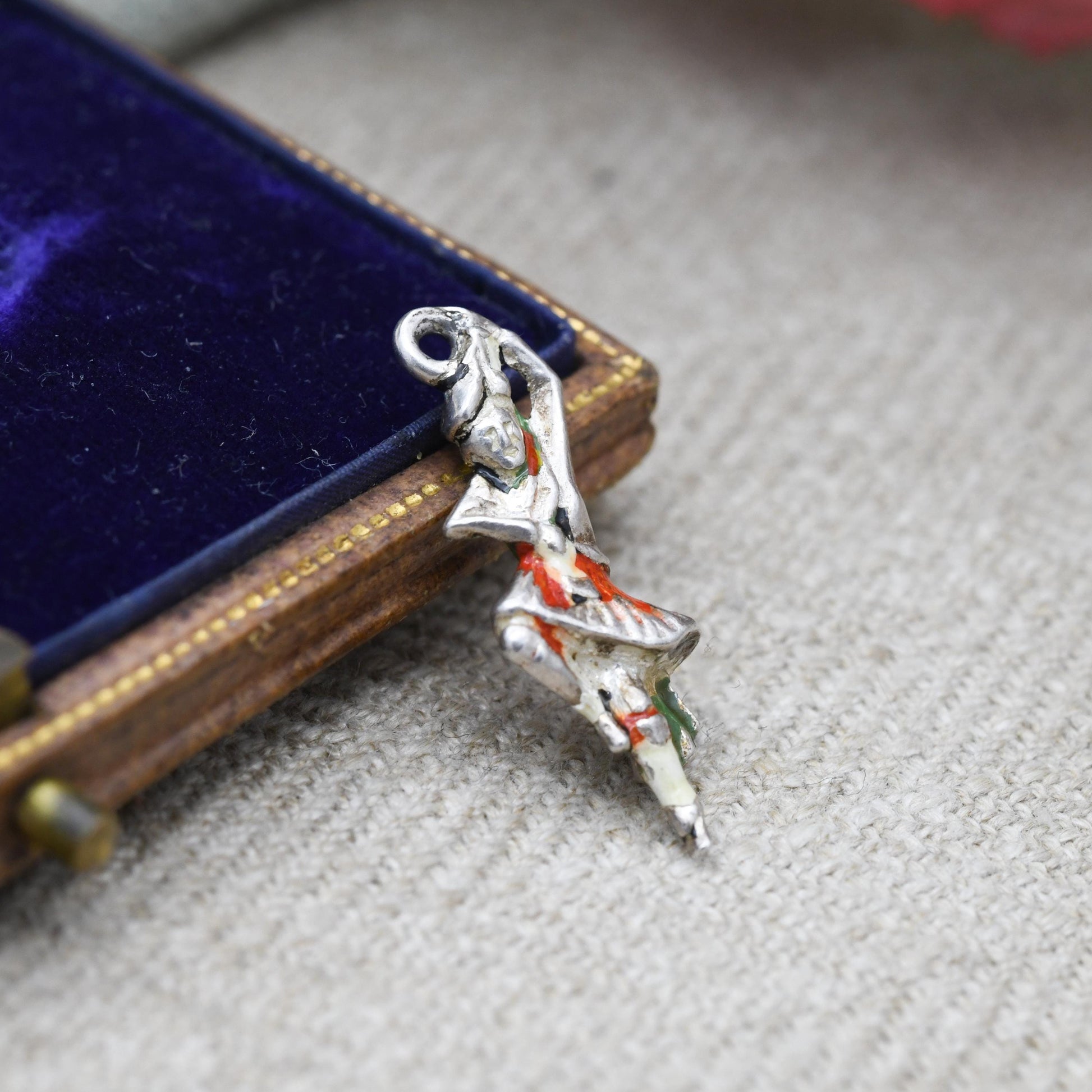 Vintage Sterling Silver and Enamel Scottish Dancer Charm Pendant - Scotland | Great Highland Dancing | Souvenir Gift for Charm Bracelet