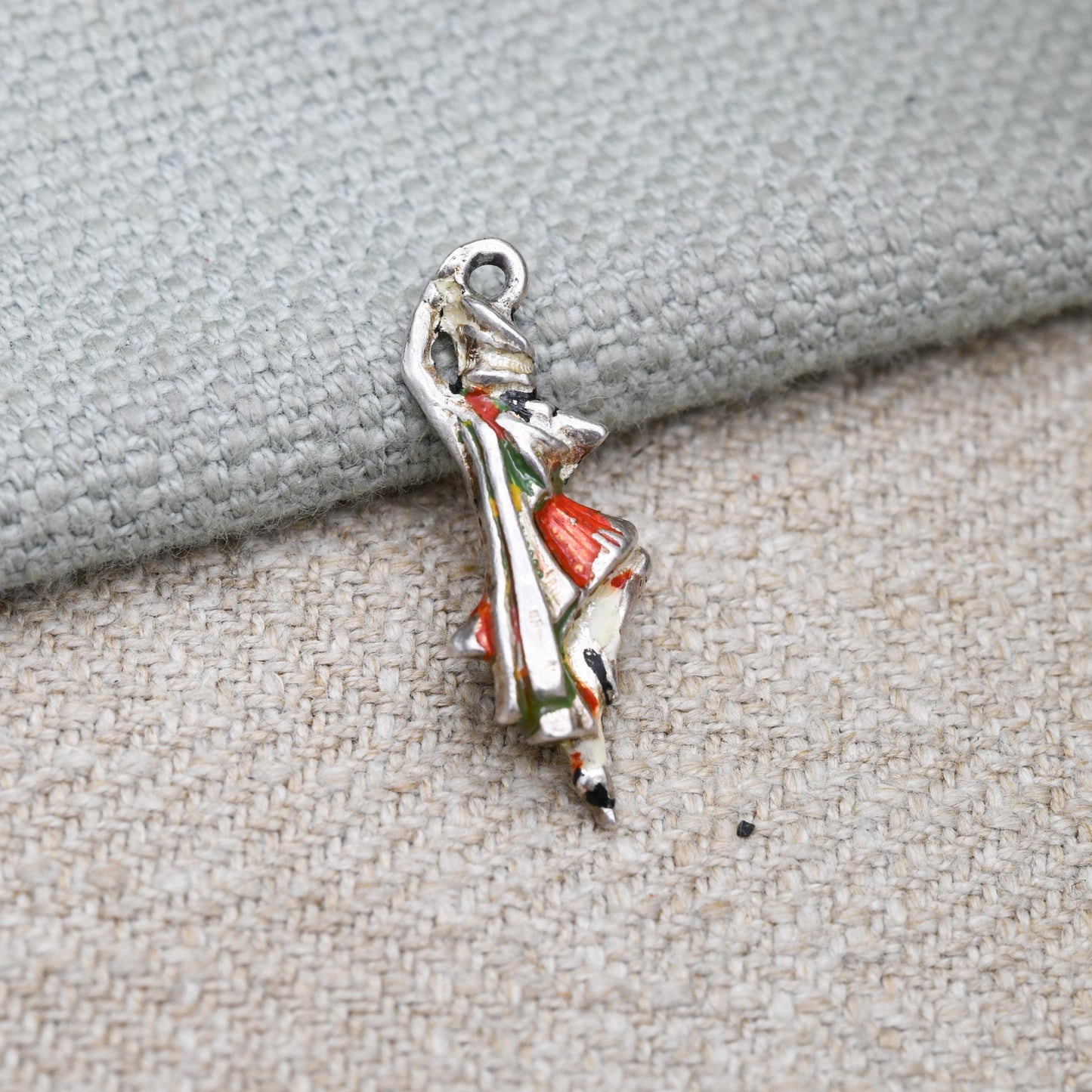 Vintage Sterling Silver and Enamel Scottish Dancer Charm Pendant - Scotland | Great Highland Dancing | Souvenir Gift for Charm Bracelet