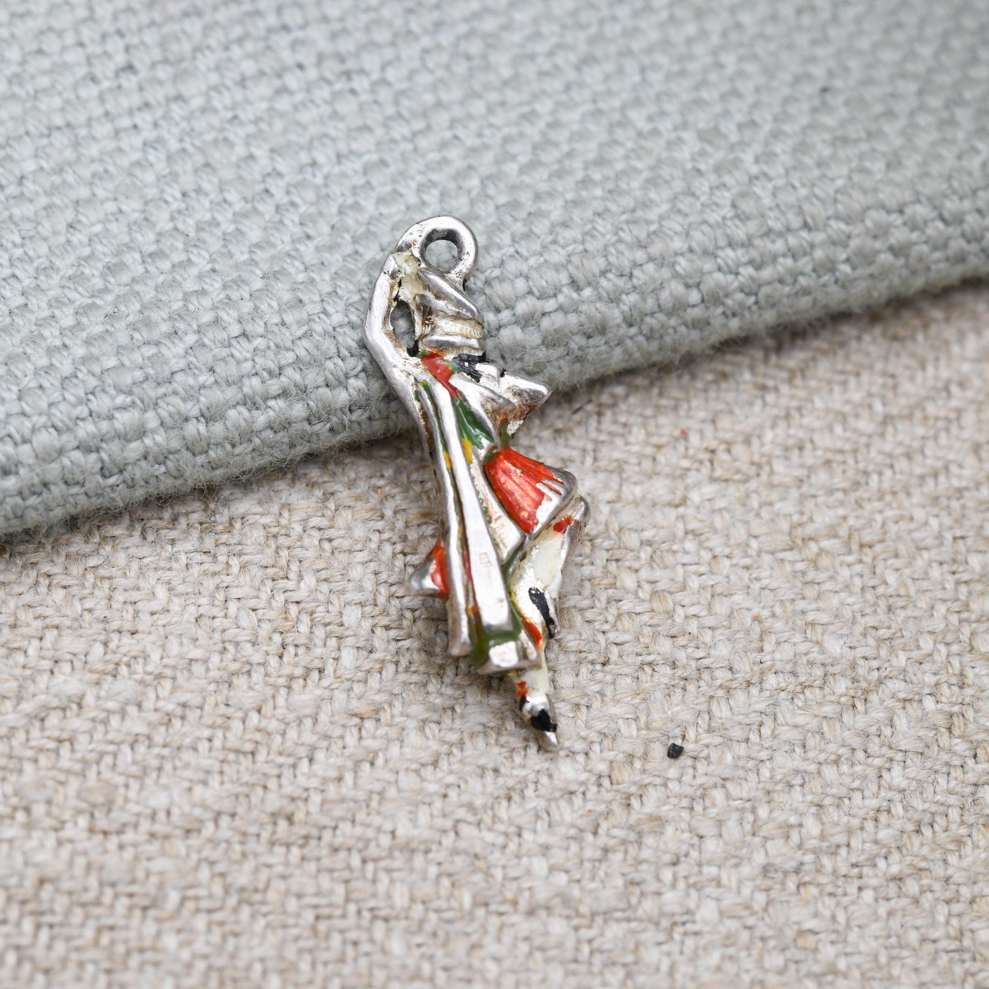 Vintage Sterling Silver and Enamel Scottish Dancer Charm Pendant - Scotland | Great Highland Dancing | Souvenir Gift for Charm Bracelet