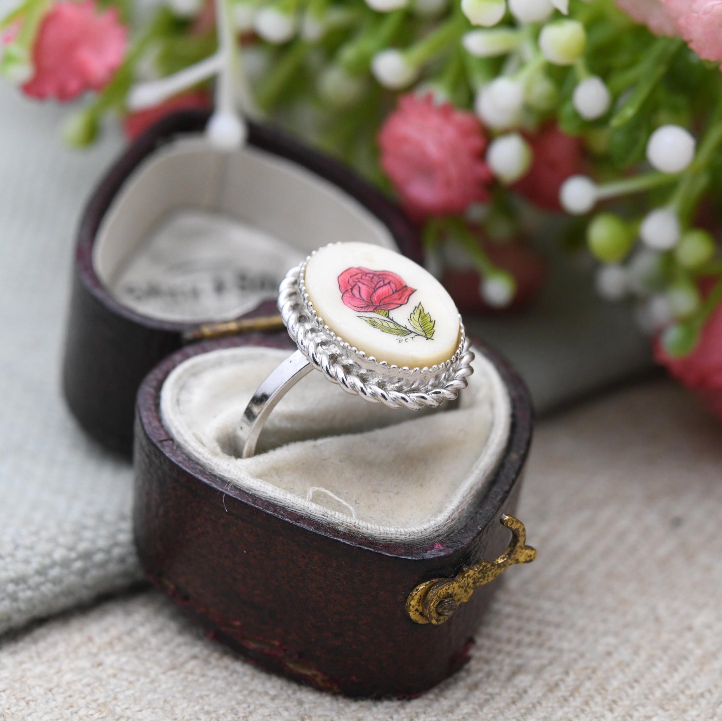 Vintage Sterling Silver Rose Miniature Ring - Flower Floral Design | Pretty Gift for Her | UK Size - M 1/2 | US Size - 6 3/4