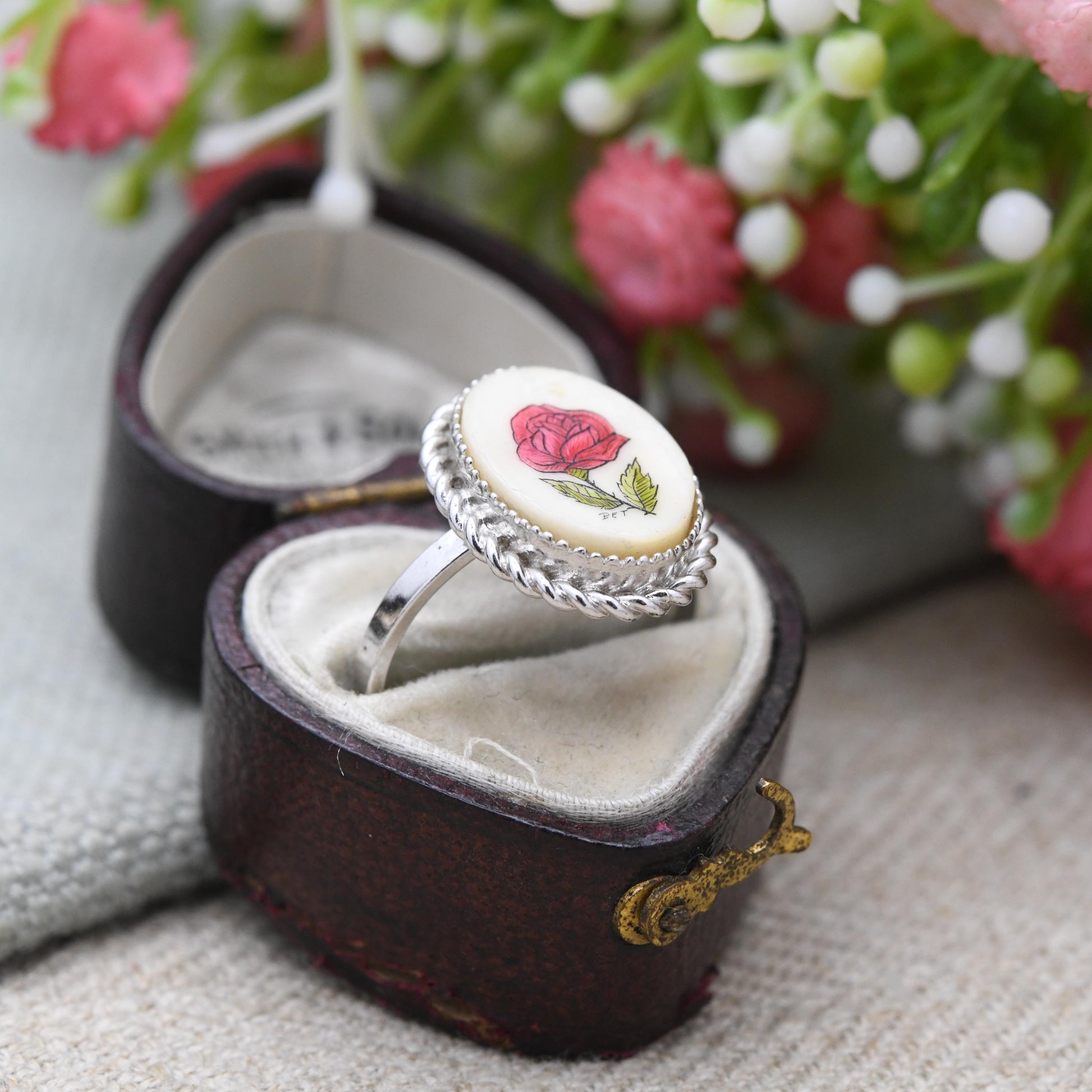 Vintage Sterling Silver Rose Miniature Ring - Flower Floral Design | Pretty Gift for Her | UK Size - M 1/2 | US Size - 6 3/4
