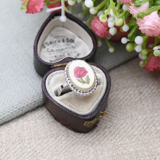 Vintage Sterling Silver Rose Miniature Ring - Flower Floral Design | Pretty Gift for Her | UK Size - M 1/2 | US Size - 6 3/4